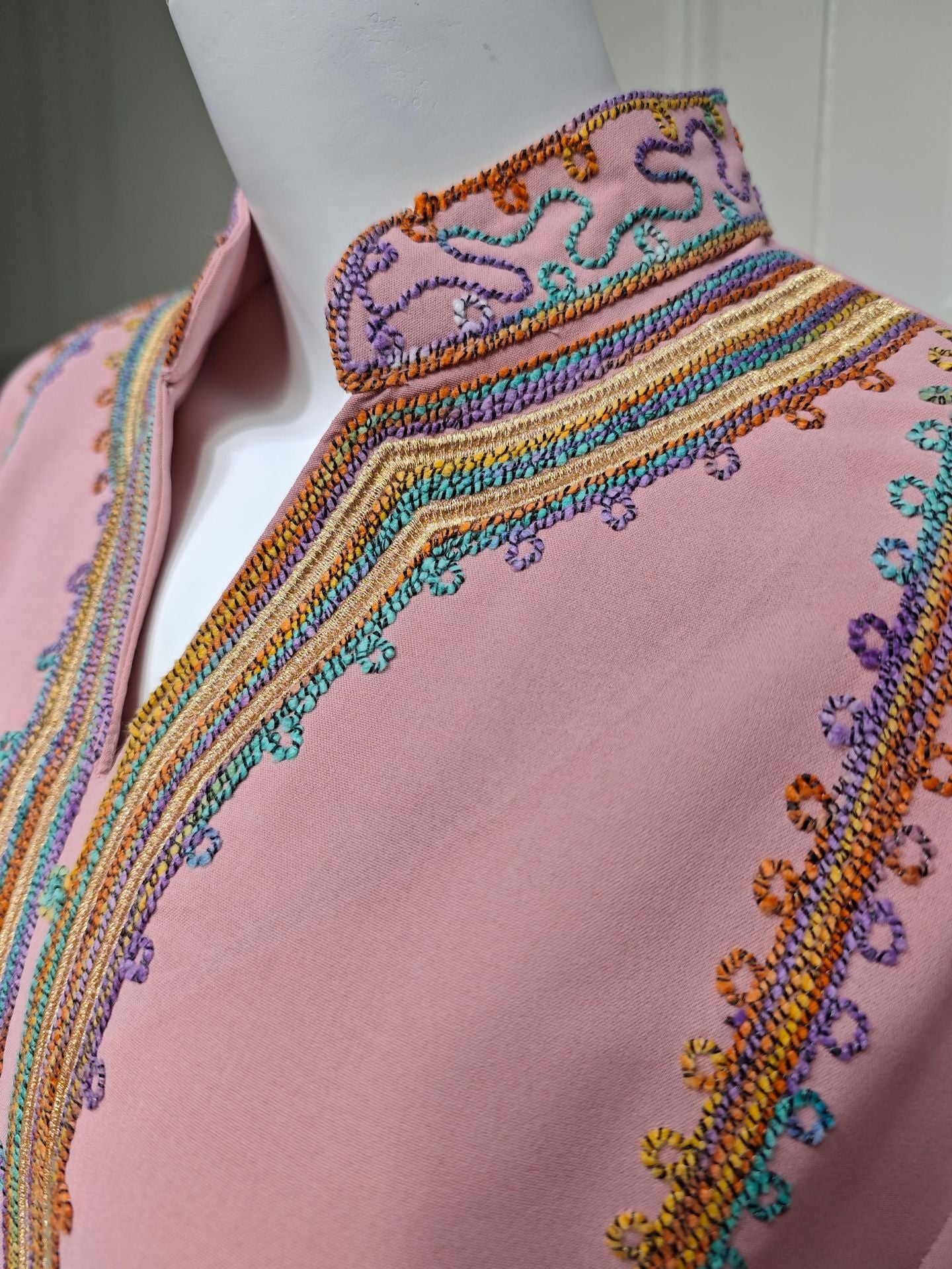 HS6661 Rope Embroidery Pullover Robe Dress, Long Sleeves, Loose Fit.