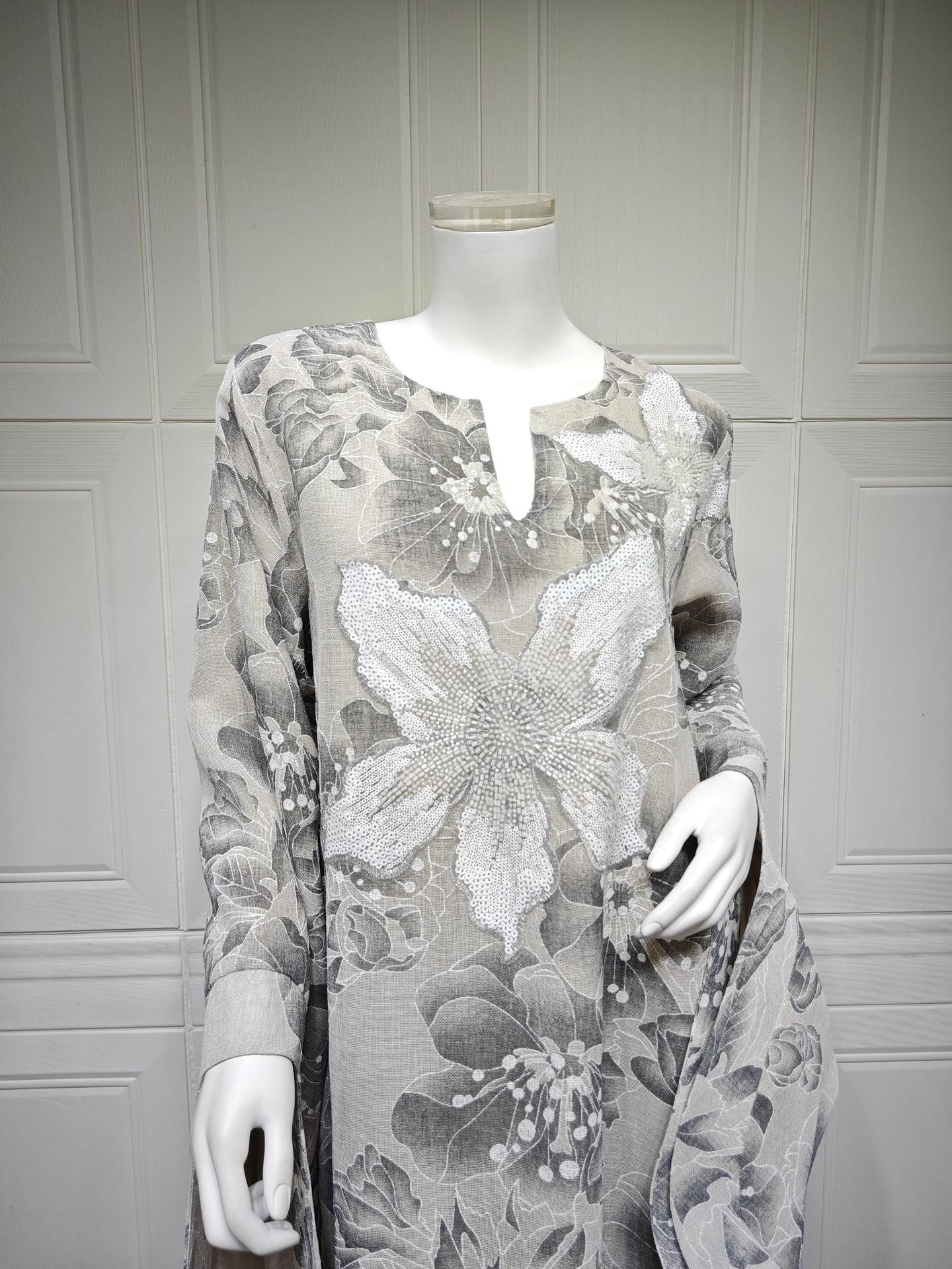 HS6639 Floral Appliqué Embroidered Long Dress