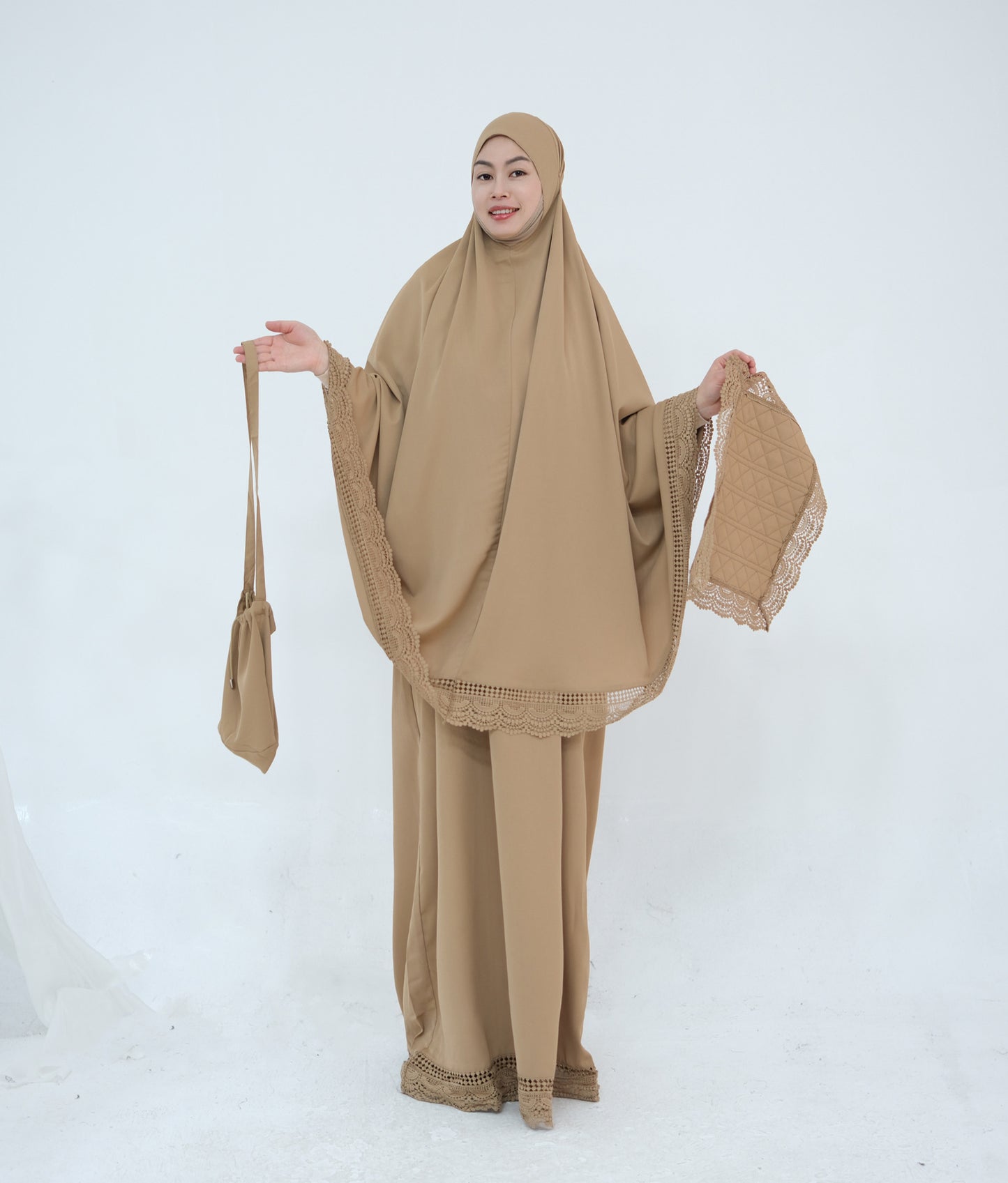 HS6615 Lace Prayer 4-Piece Set (Includes Prayer Mat and Storage Bag)