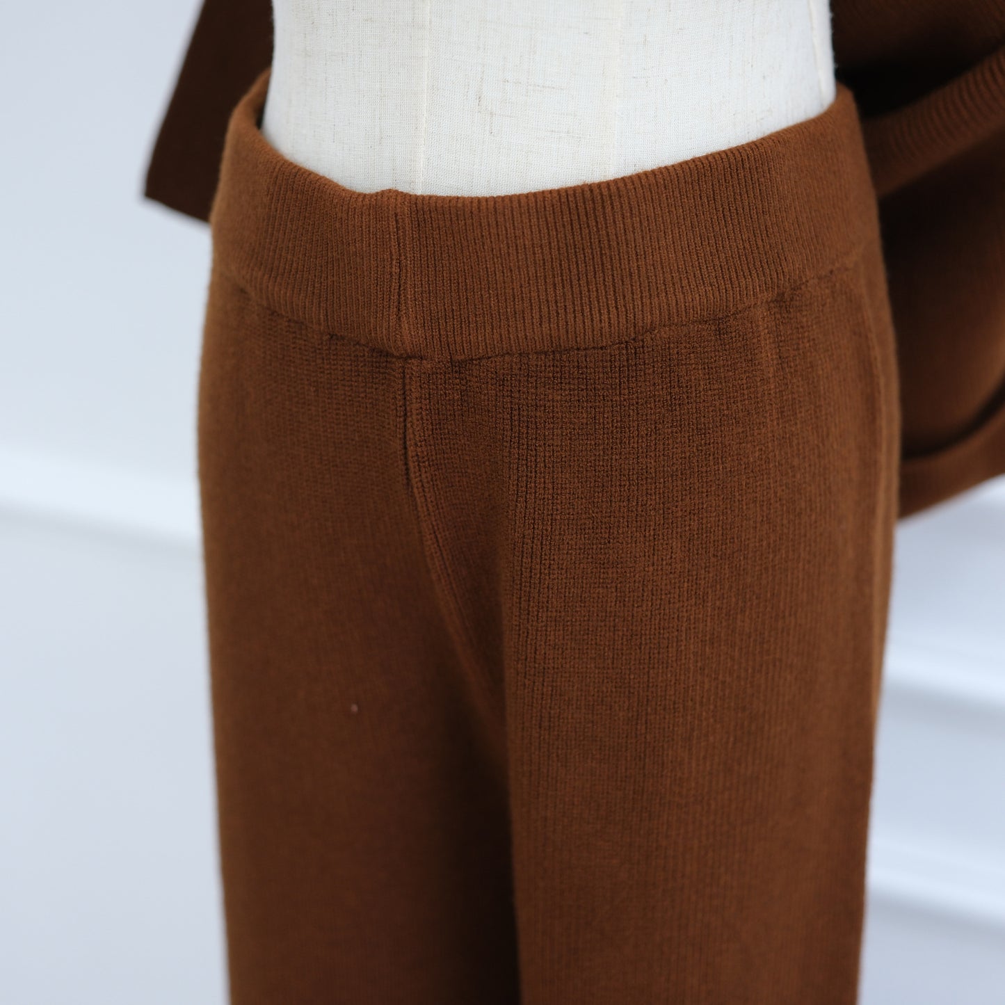 HS6599 Autumn and Winter Thickened Knitted Suit Solid Color Two-piece Suit (excluding Headscarf) Top + Trousers
