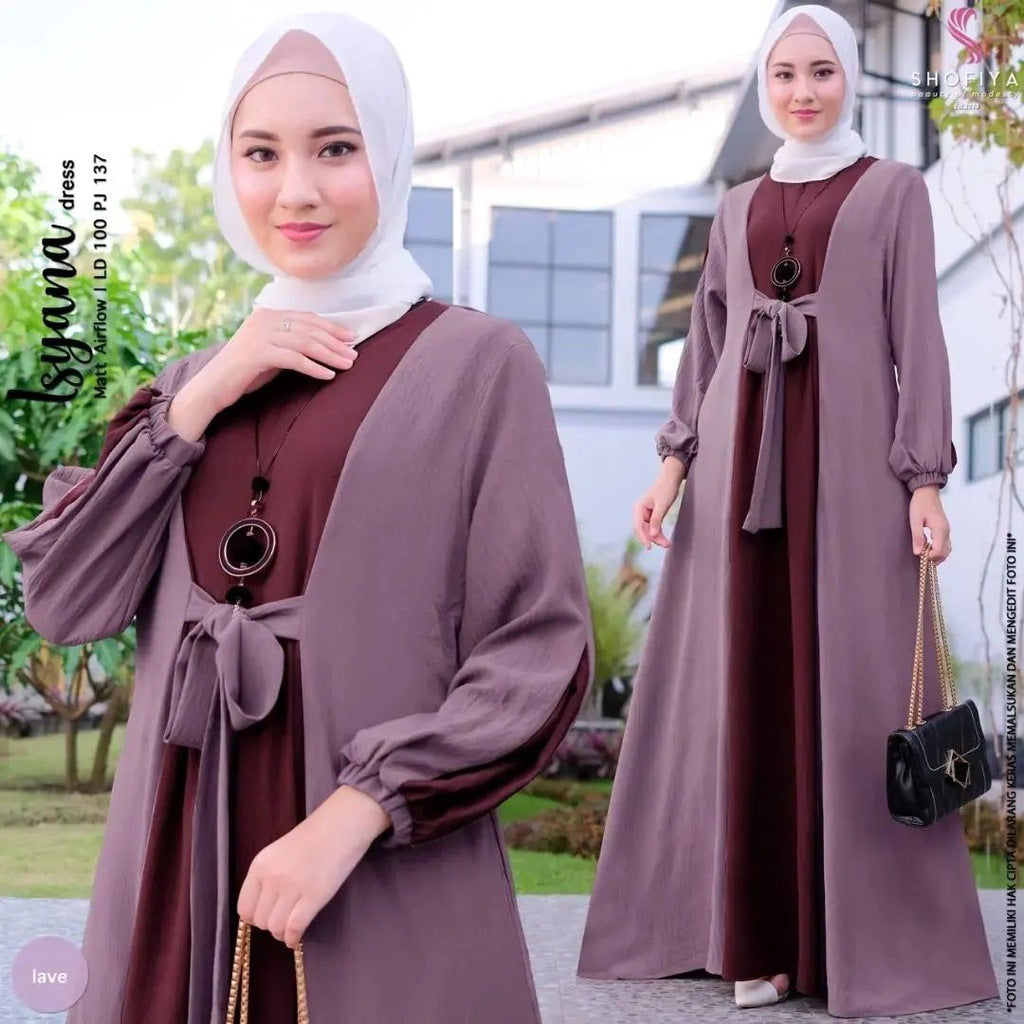 HS0509 taille haute manches longues jupe longue abaya 