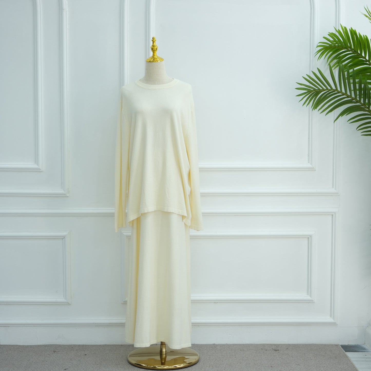 HS6609 Autumn and winter thickened knitted two-piece suit (excluding headscarf)