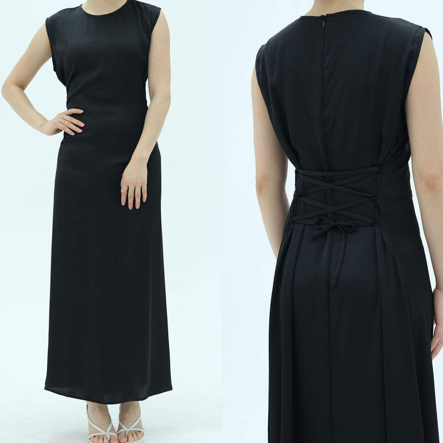 HS6620 Sleeveless Back Tie Dress (One-Piece)