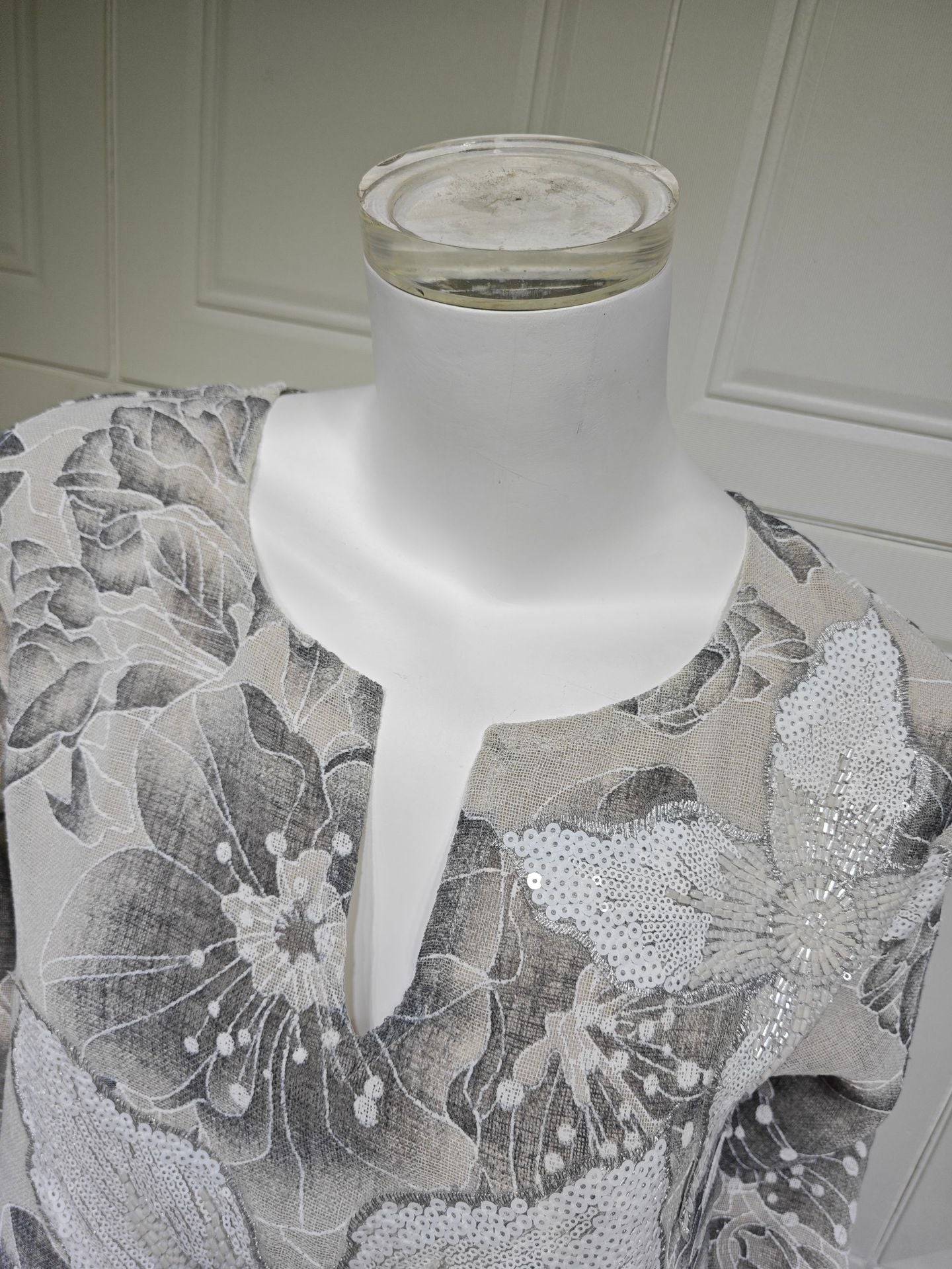 HS6639 Floral Appliqué Embroidered Long Dress