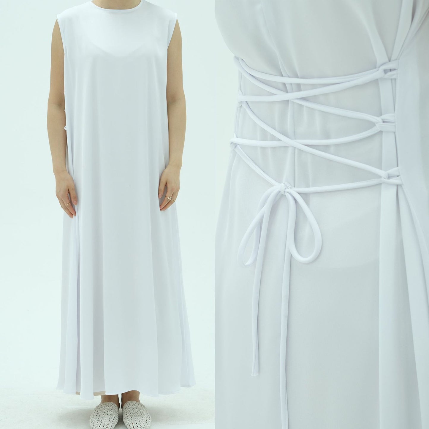 HS6620 Sleeveless Back Tie Dress (One-Piece)