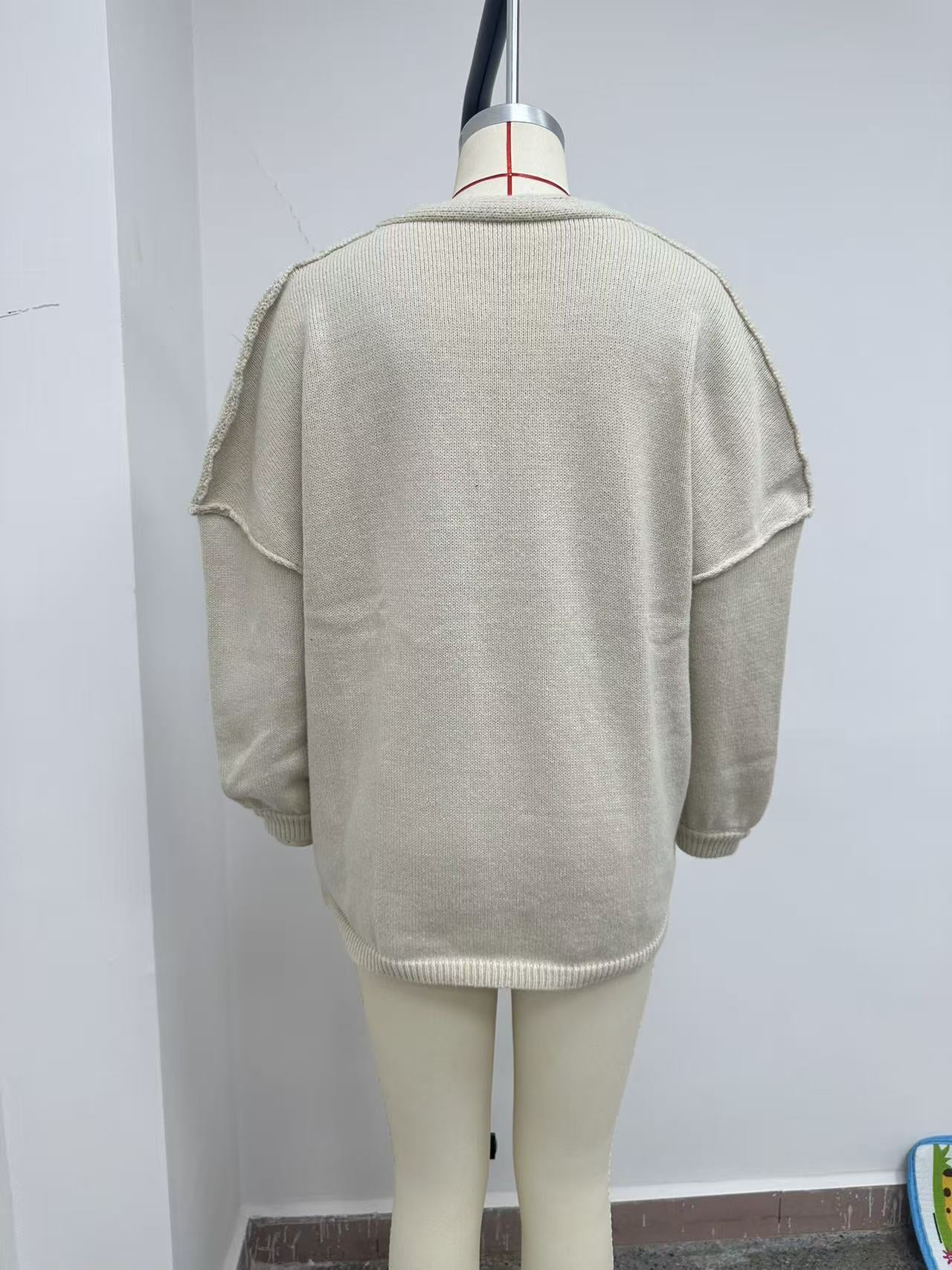 HS6673 Knitted Top Casual Loose-fitting Cardigan