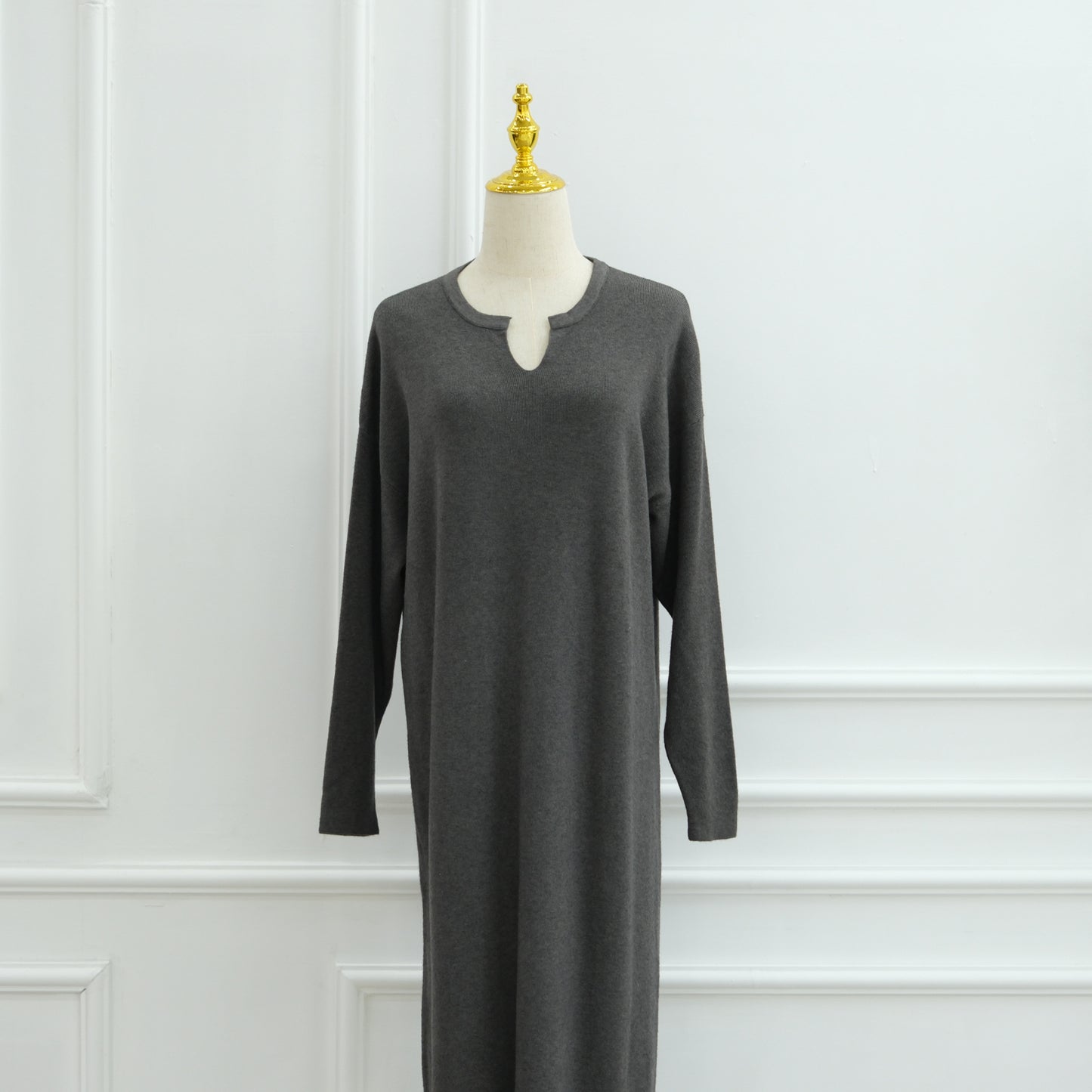 HS6598 Autumn and Winter Knitted Dress, Long Solid Color (headscarf Not Included)