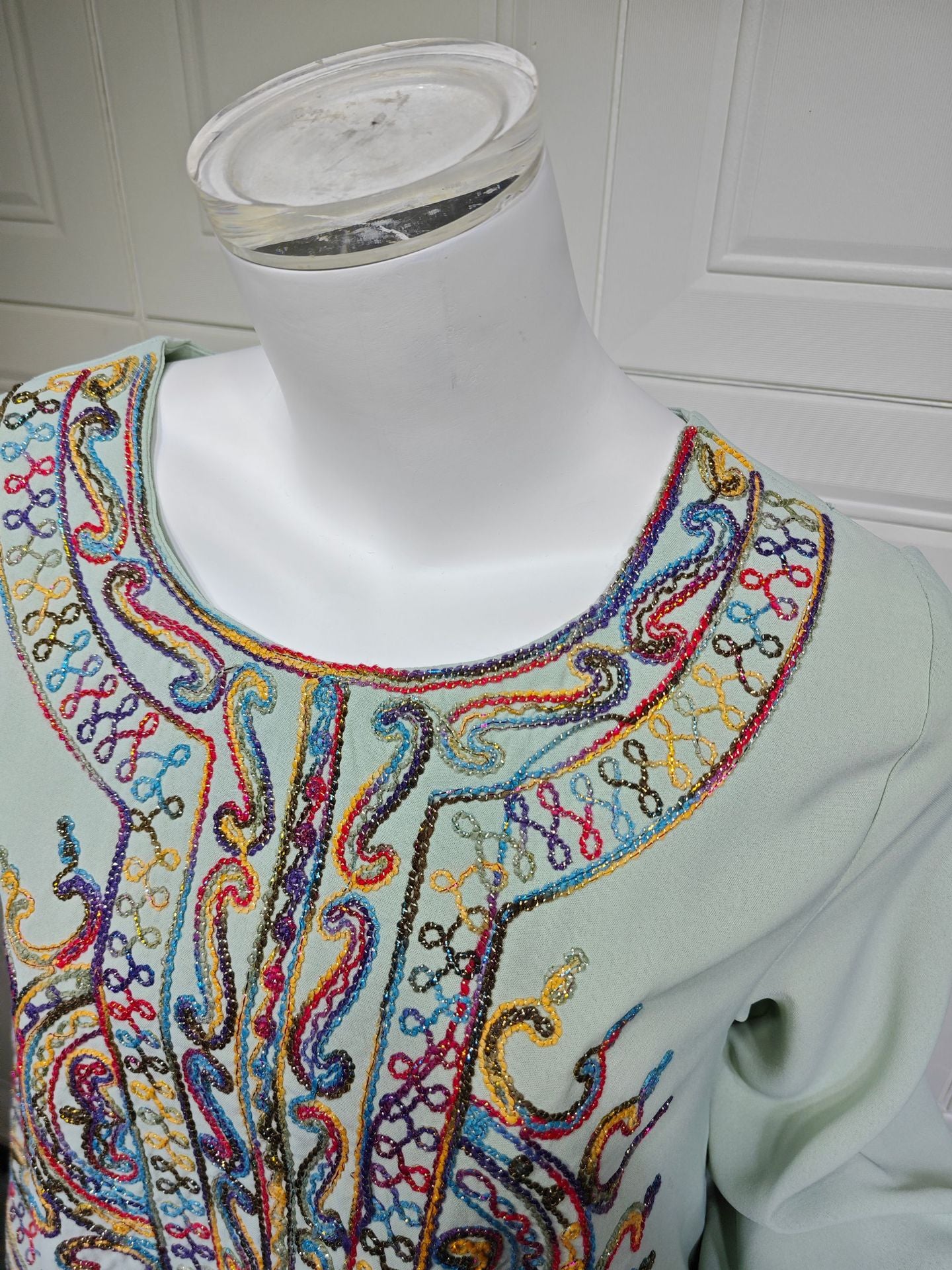 HS6666 Embroidered long wide-sleeved dress | Comfortable fit, easy to wear