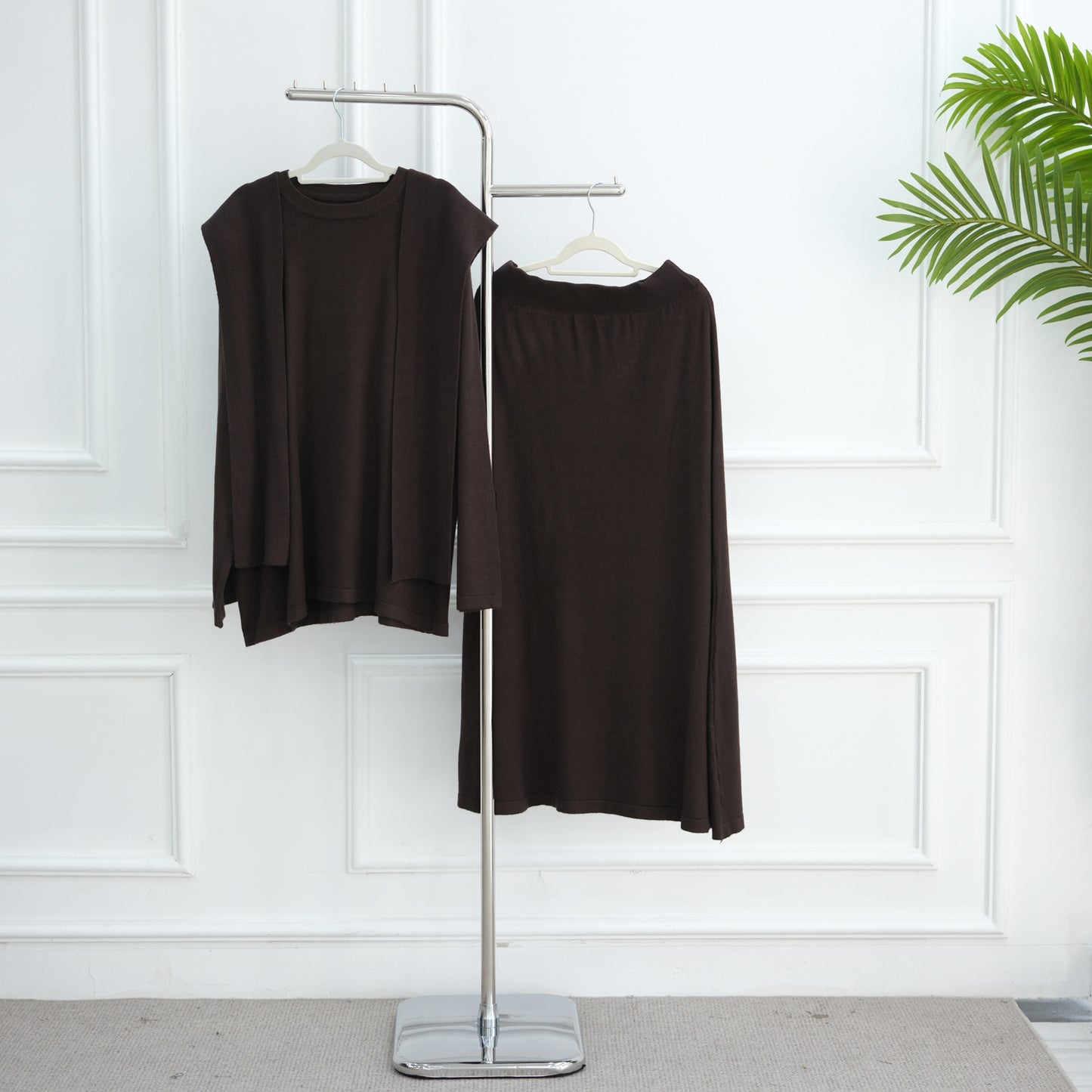 HS6609 Autumn and winter thickened knitted two-piece suit (excluding headscarf)