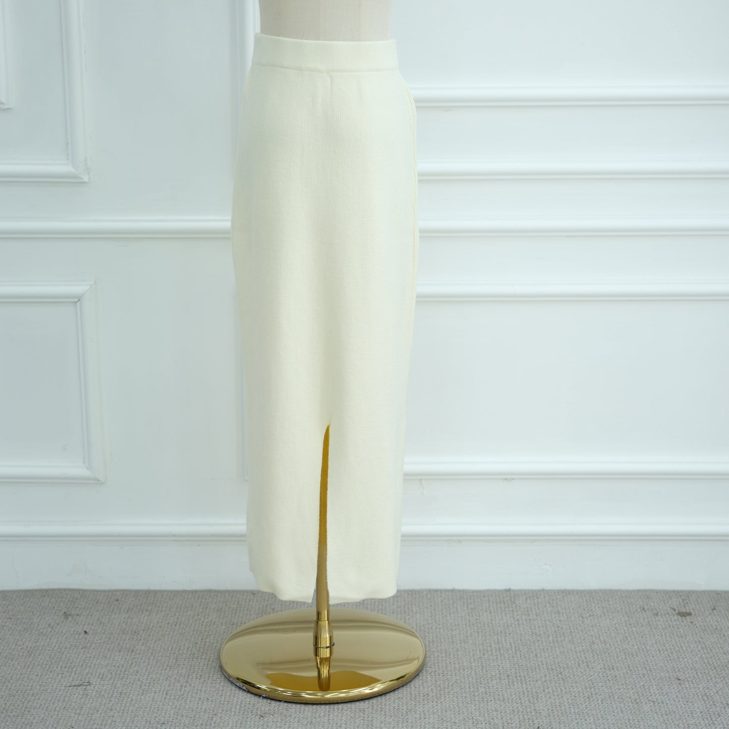 HS6597 Autumn and winter thickened knitted suit solid color two-piece suit (excluding headscarf) top + skirt