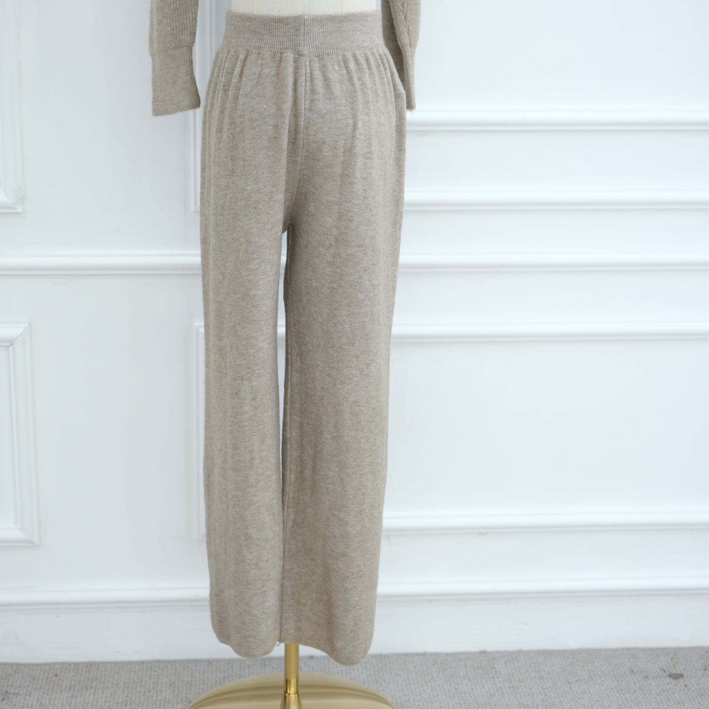 HS6594 Autumn and Winter Thickened Knitted Suit | Simple Solid Color Two-piece Suit