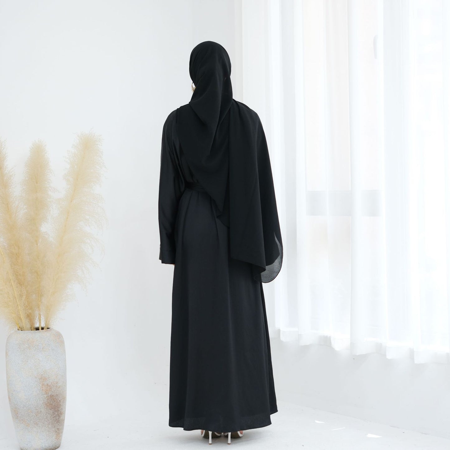 HS6624 Abaya Cardigan with Beaded Lace-up