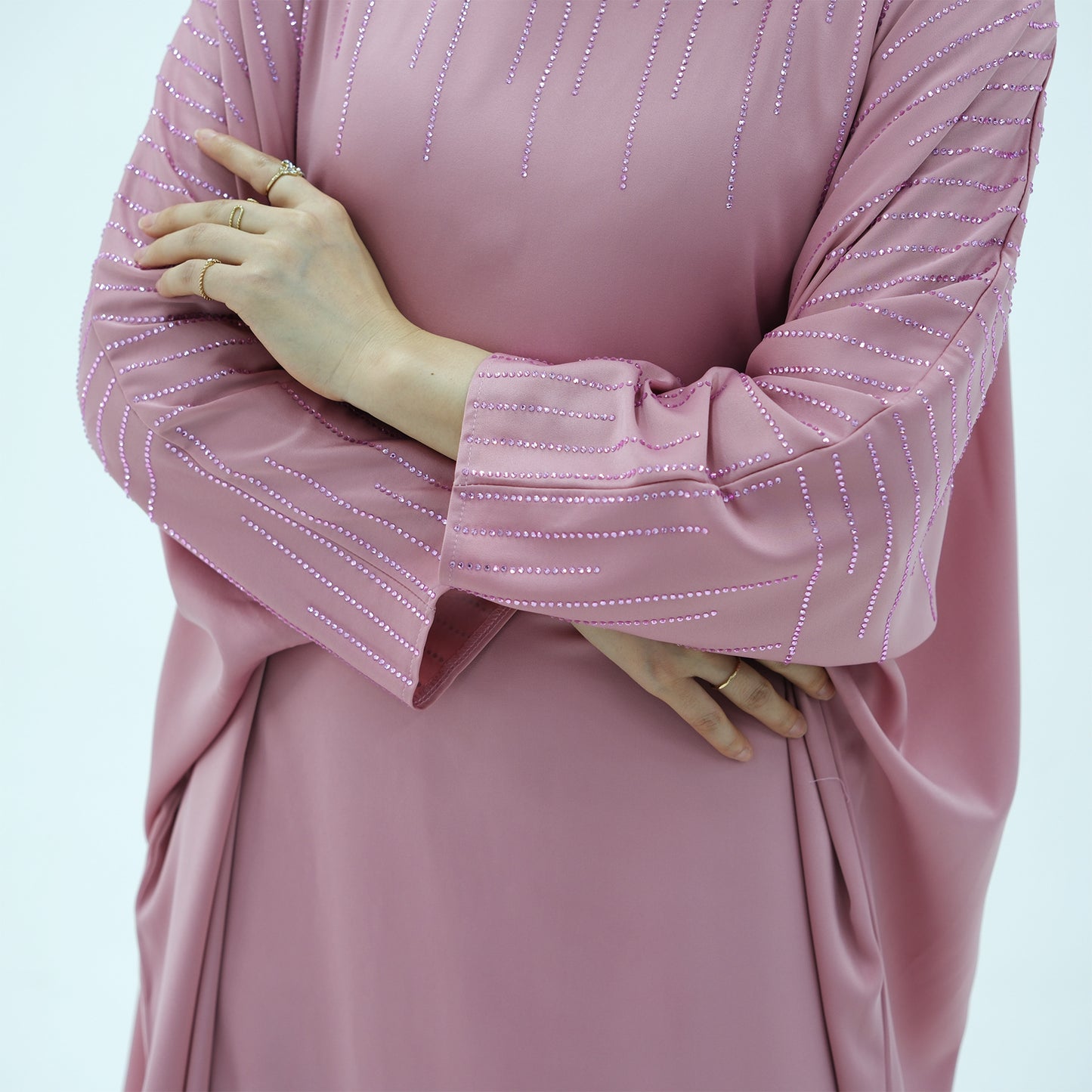 HS6610 Rhinestone-embellished long Abaya dress (headscarf not included)