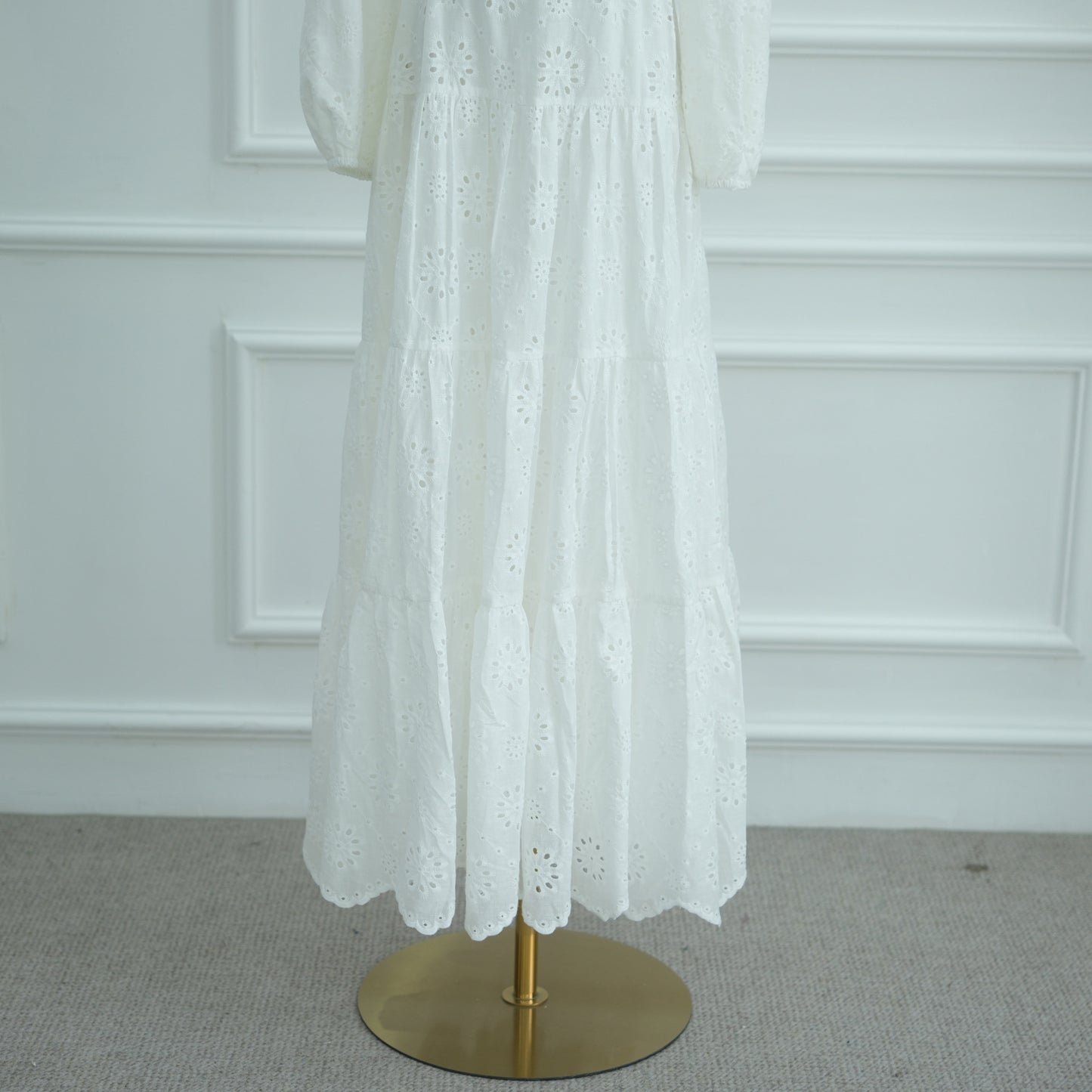 HS6630 Cotton embroidered flower long dress