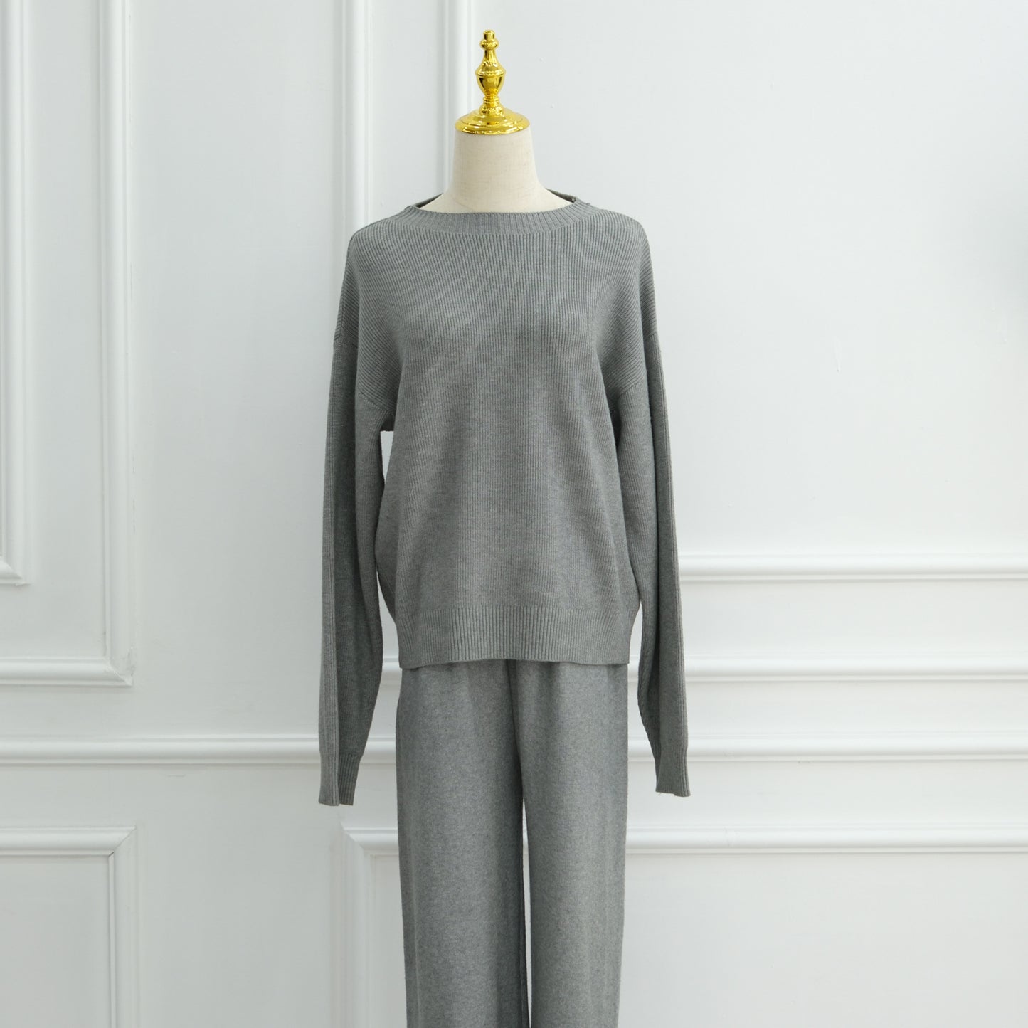 HS6595 Autumn and Winter Thickened Knitted Suit (Not Including Headscarf) | Simple Solid Color Two-Piece Suit