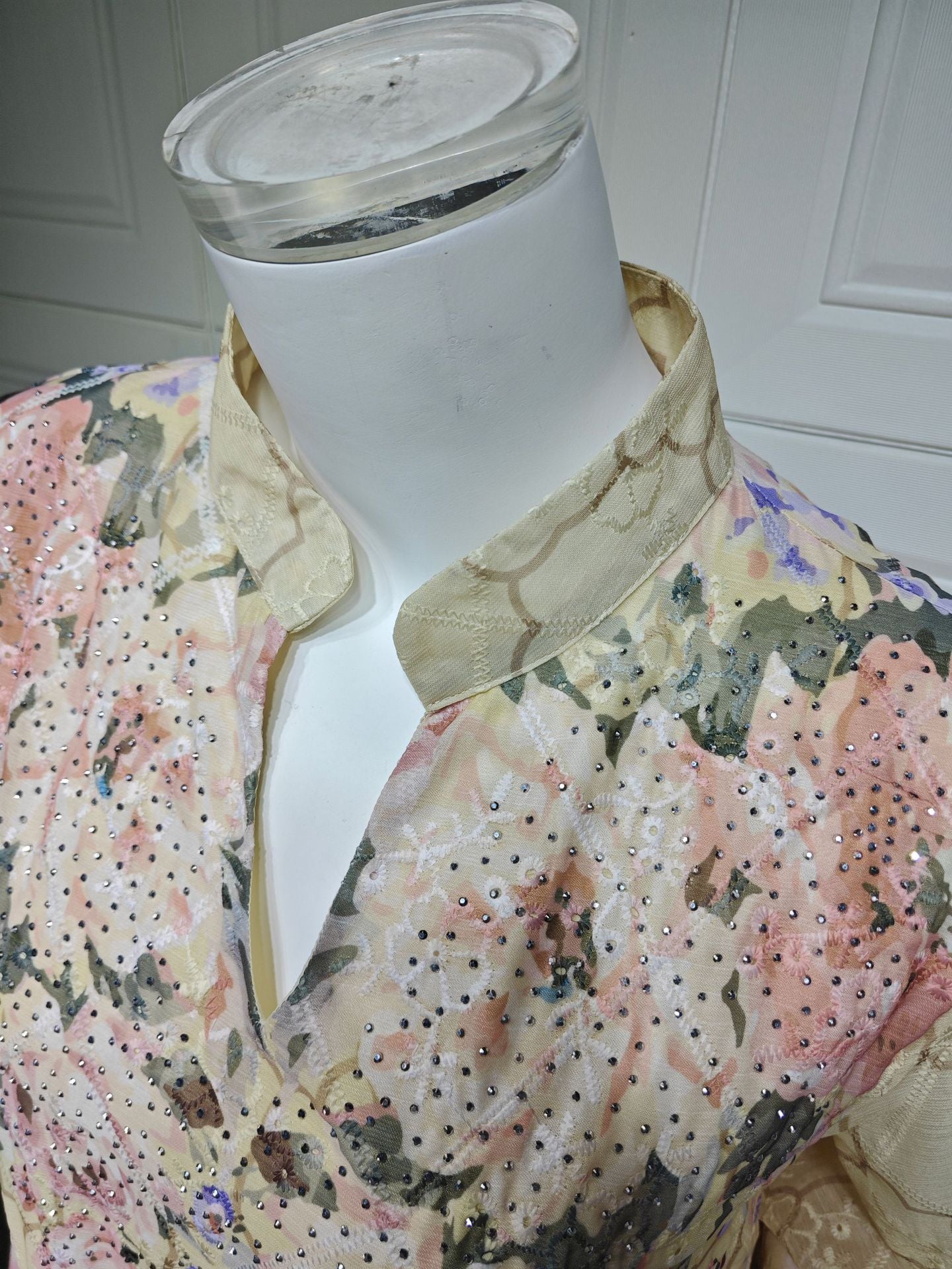 HS6636 Floral Print Embroidered Long Dress