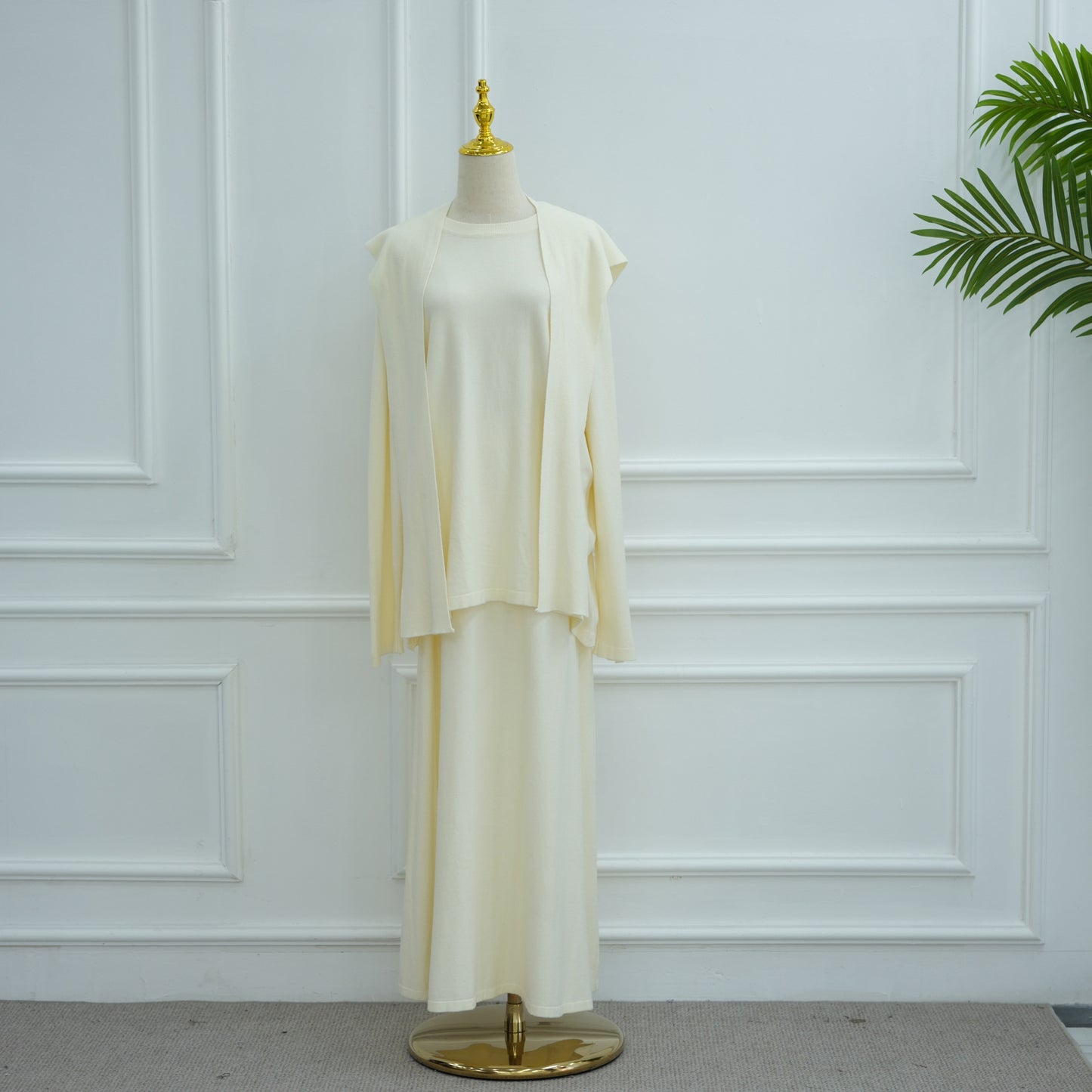 HS6609 Autumn and winter thickened knitted two-piece suit (excluding headscarf)