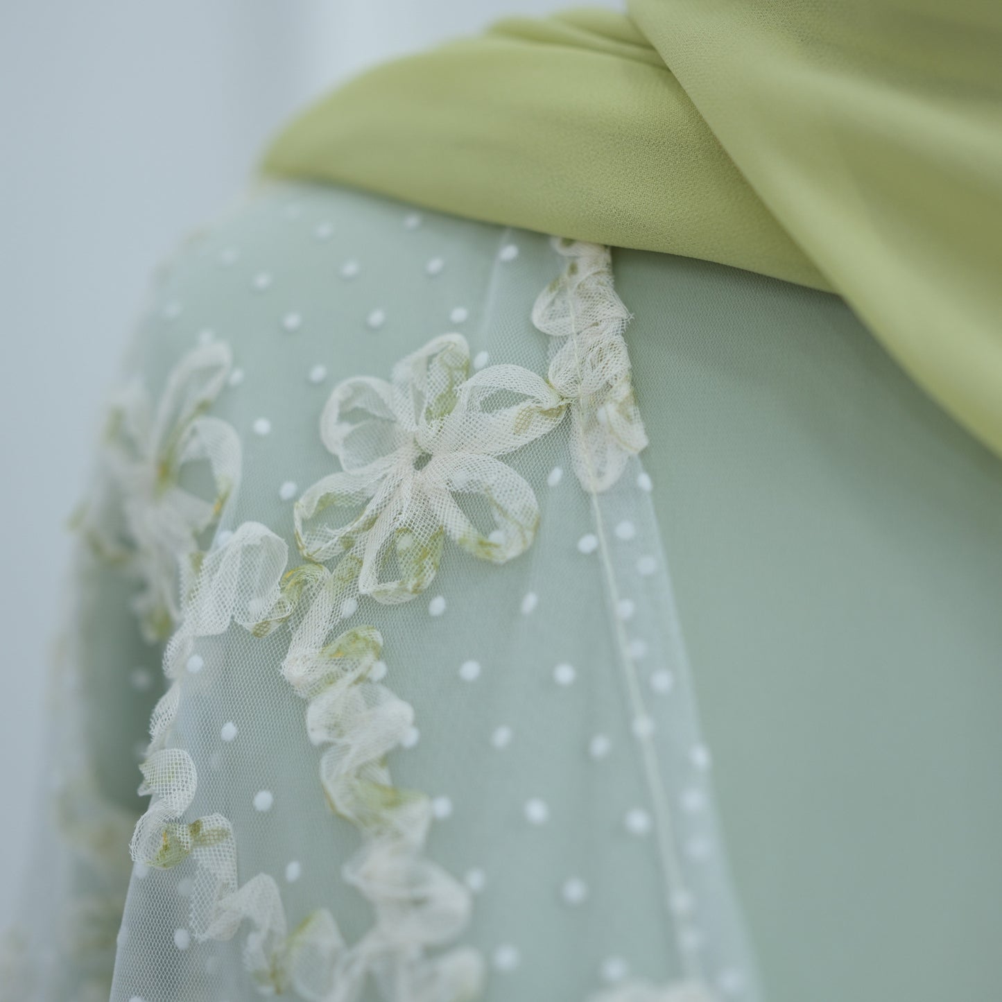 HS6622 3D flower mesh cardigan (optional headscarf and inner layer)