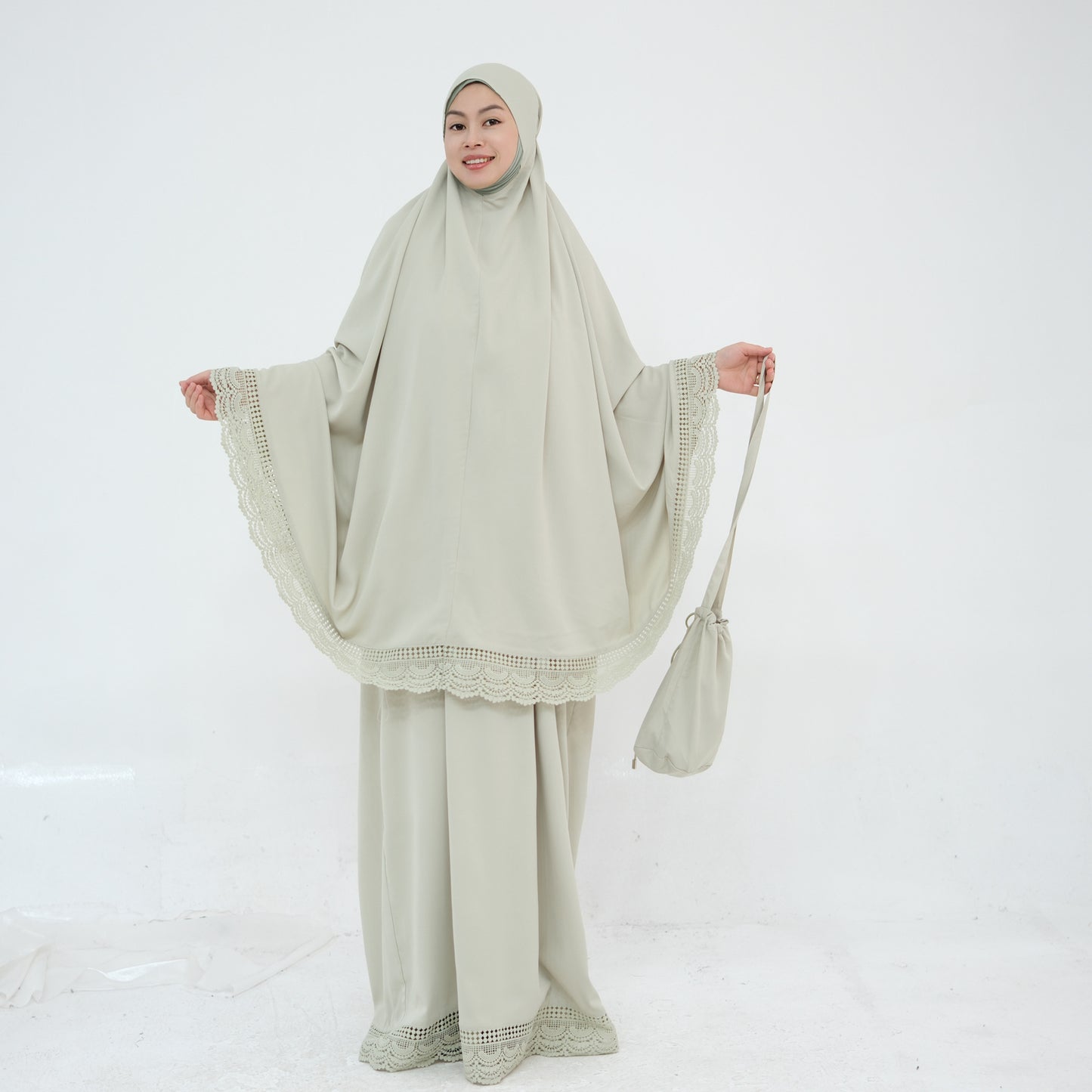 HS6615 Lace Prayer 4-Piece Set (Includes Prayer Mat and Storage Bag)