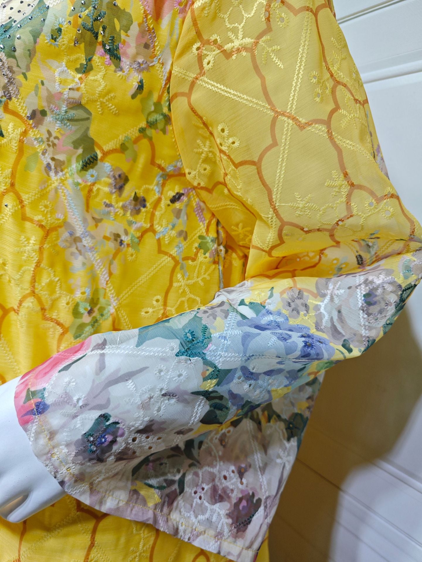 HS6636 Floral Print Embroidered Long Dress