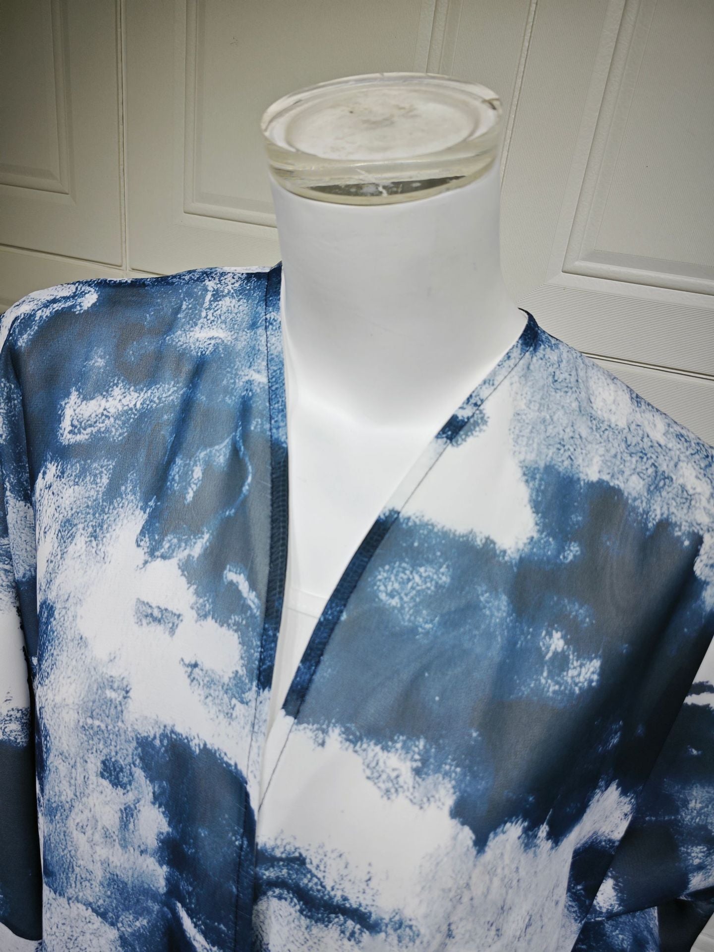 HS6638 Chiffon Printed Cardigan Two-piece Long Coat with Headscarf