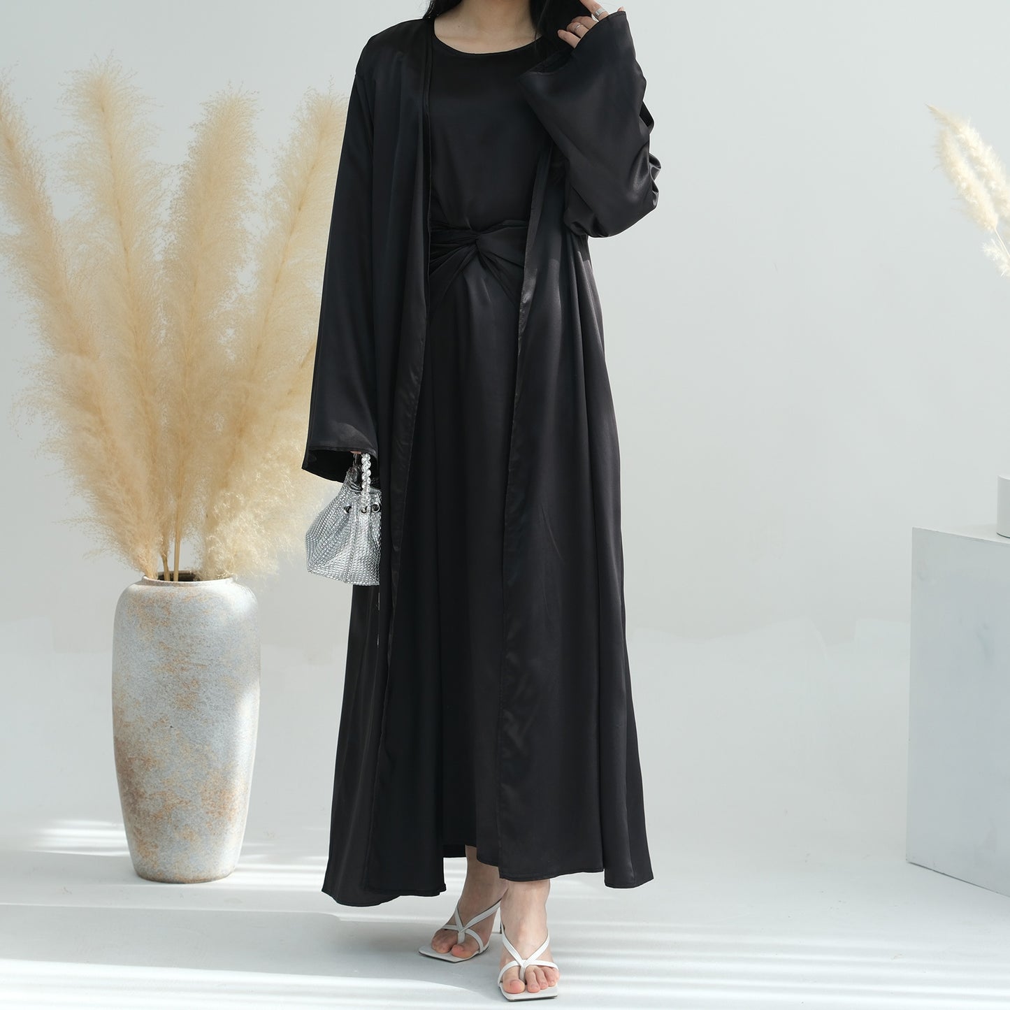 HS6581 Solid color three-piece women's long skirt suit