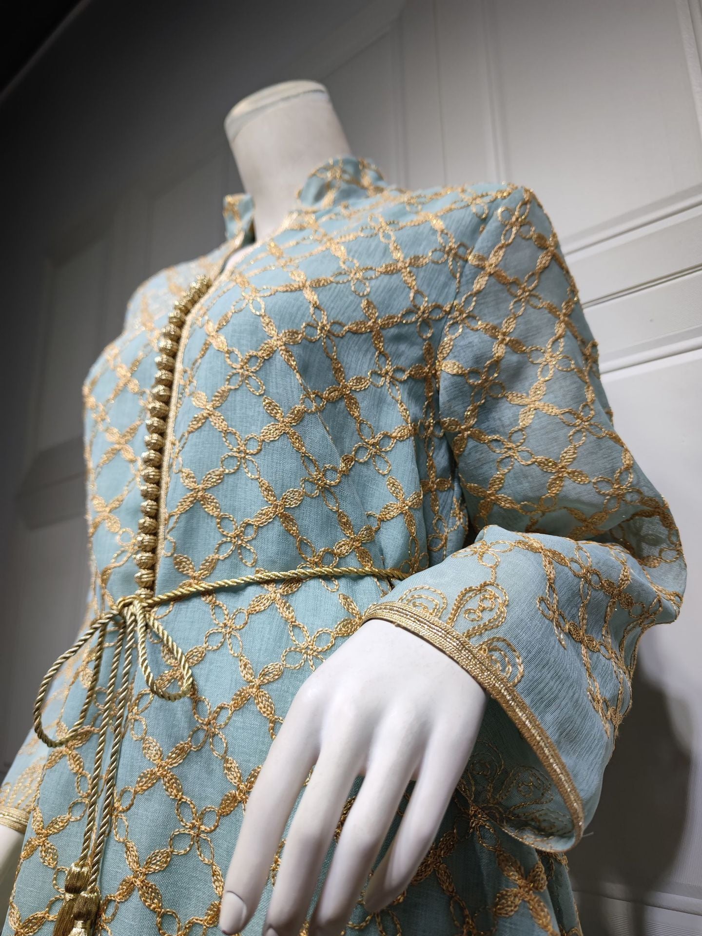 HS6640 Elegant Openwork Embroidered Abaya Long Dress