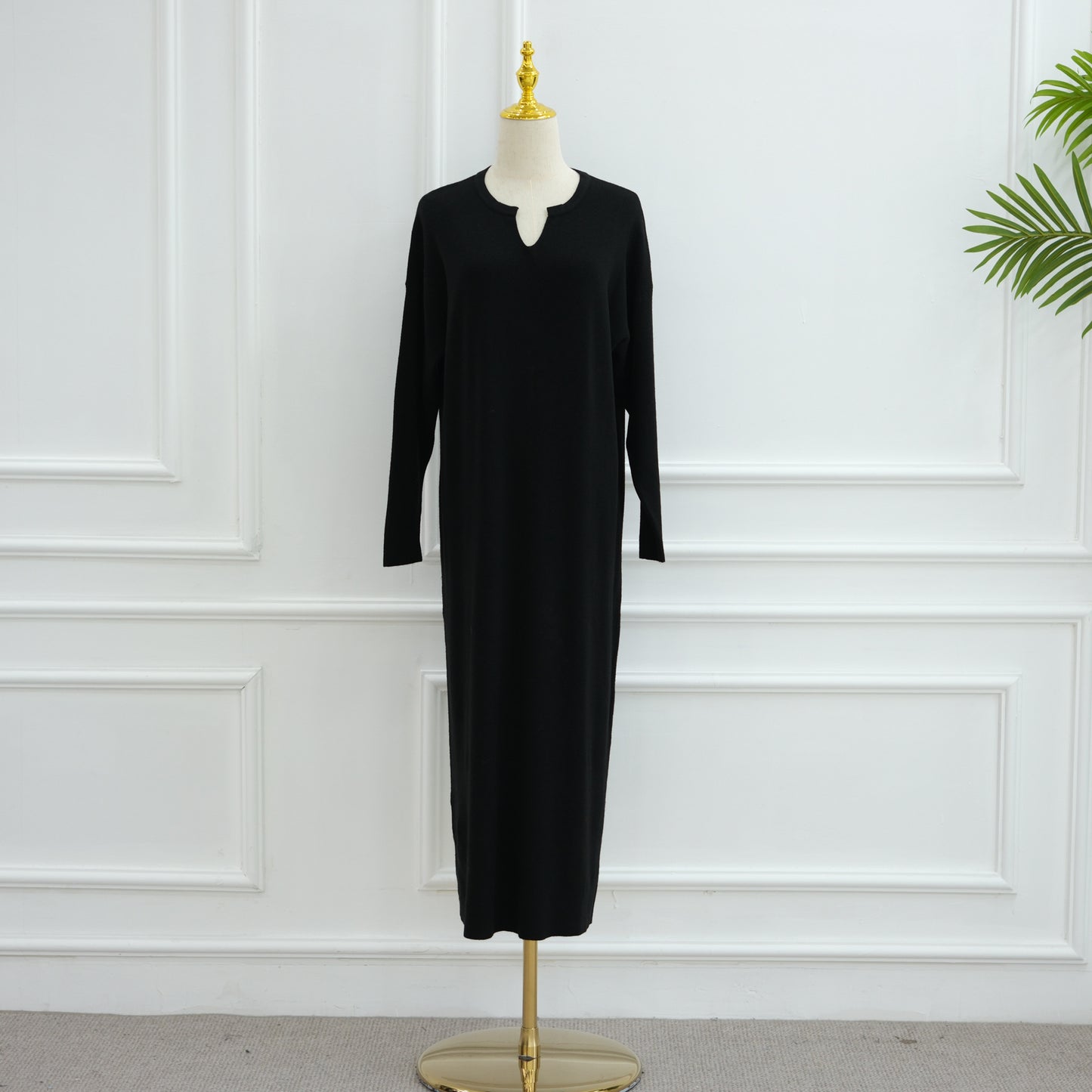 HS6598 Autumn and Winter Knitted Dress, Long Solid Color (headscarf Not Included)