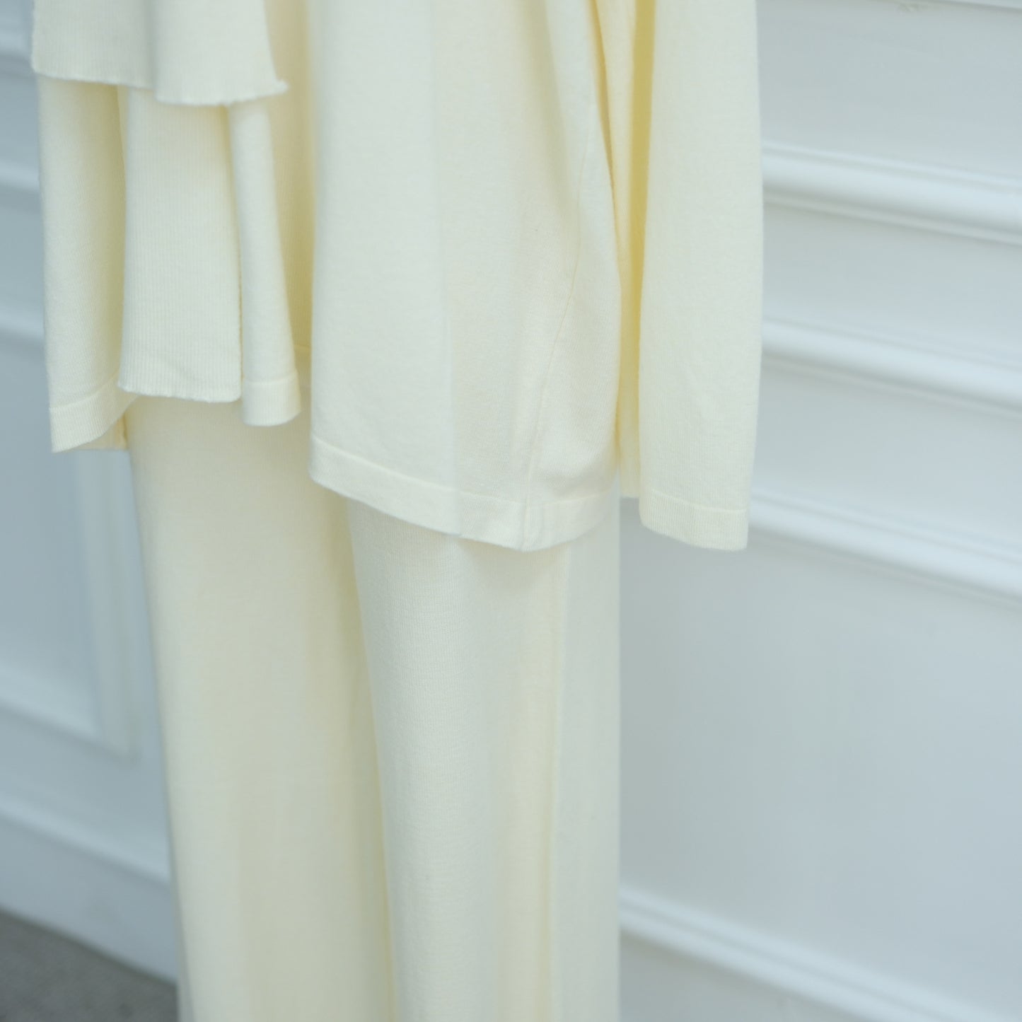 HS6593 Soft knitted home set | Simple solid color two-piece set