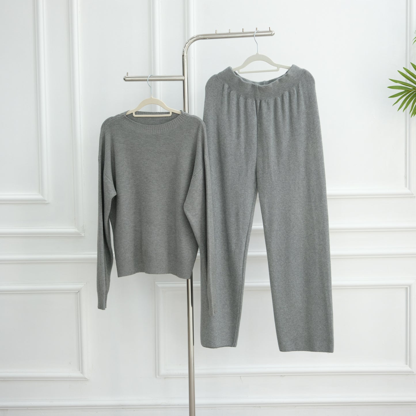 HS6595 Autumn and Winter Thickened Knitted Suit (Not Including Headscarf) | Simple Solid Color Two-Piece Suit