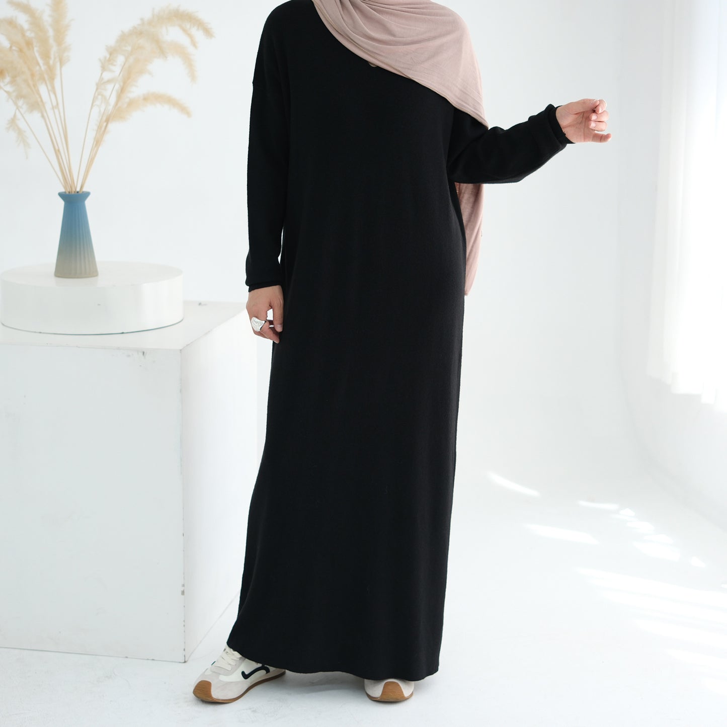 HS6598 Autumn and Winter Knitted Dress, Long Solid Color (headscarf Not Included)