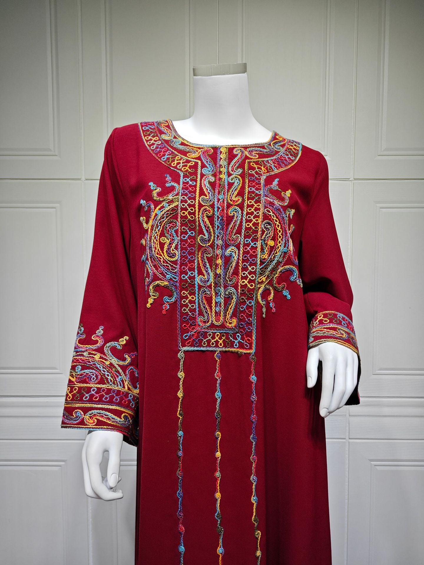 HS6666 Embroidered long wide-sleeved dress | Comfortable fit, easy to wear