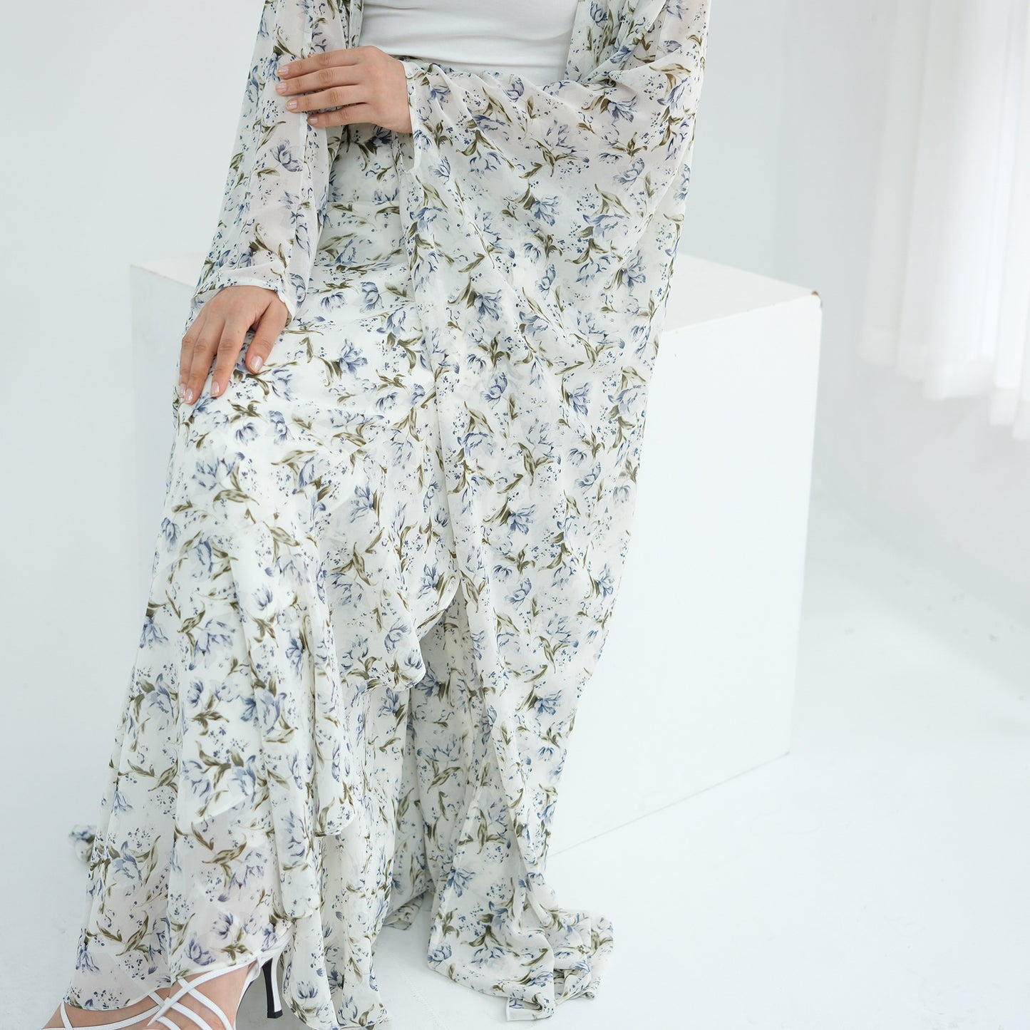 HS6580 Printed cardigan and skirt two-piece set