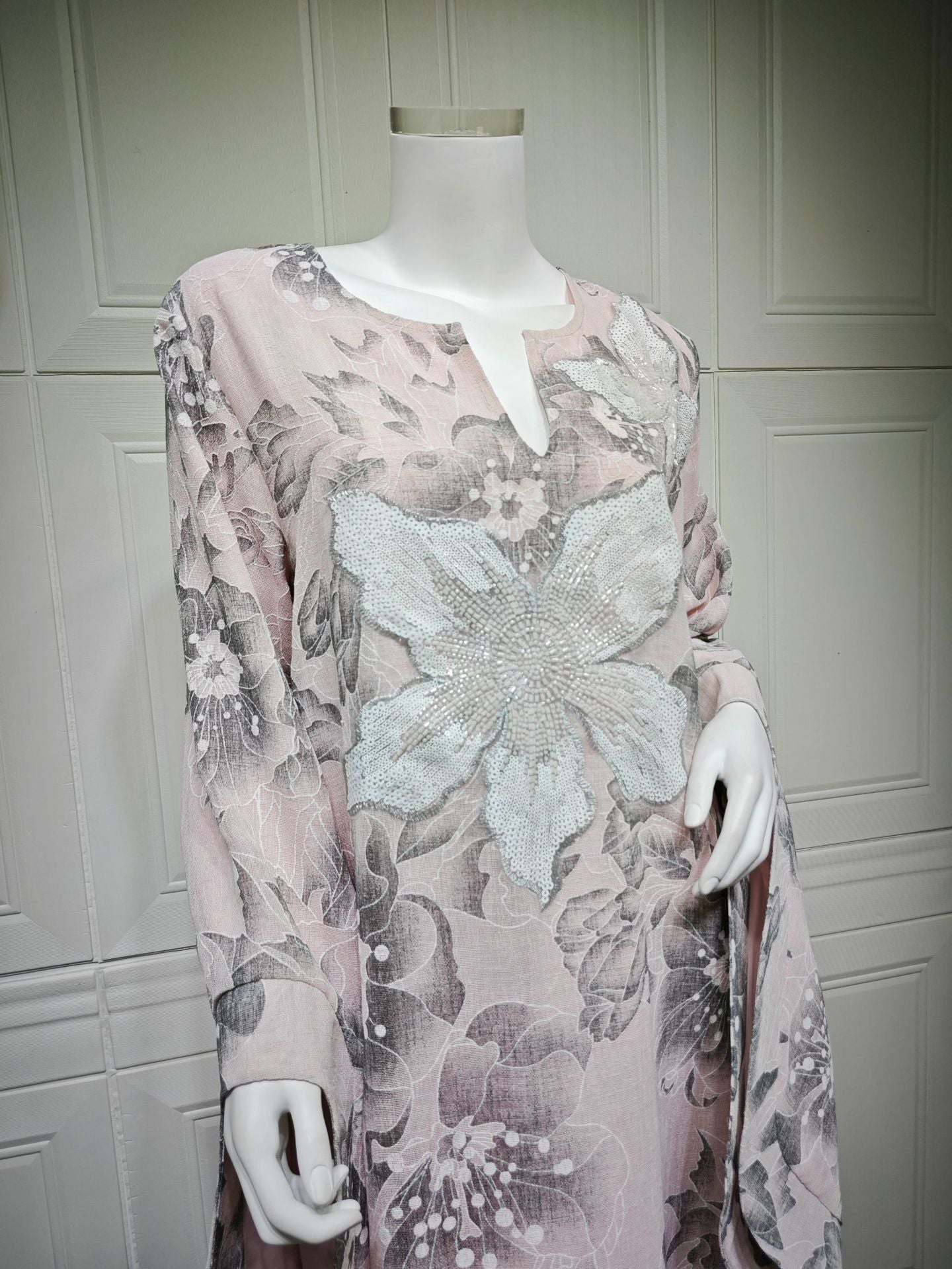 HS6639 Floral Appliqué Embroidered Long Dress