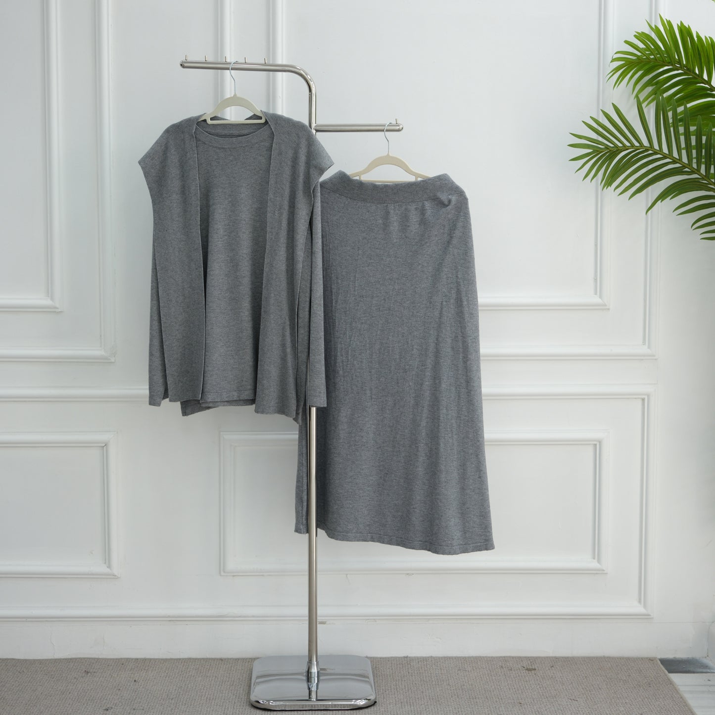 HS6609 Autumn and winter thickened knitted two-piece suit (excluding headscarf)