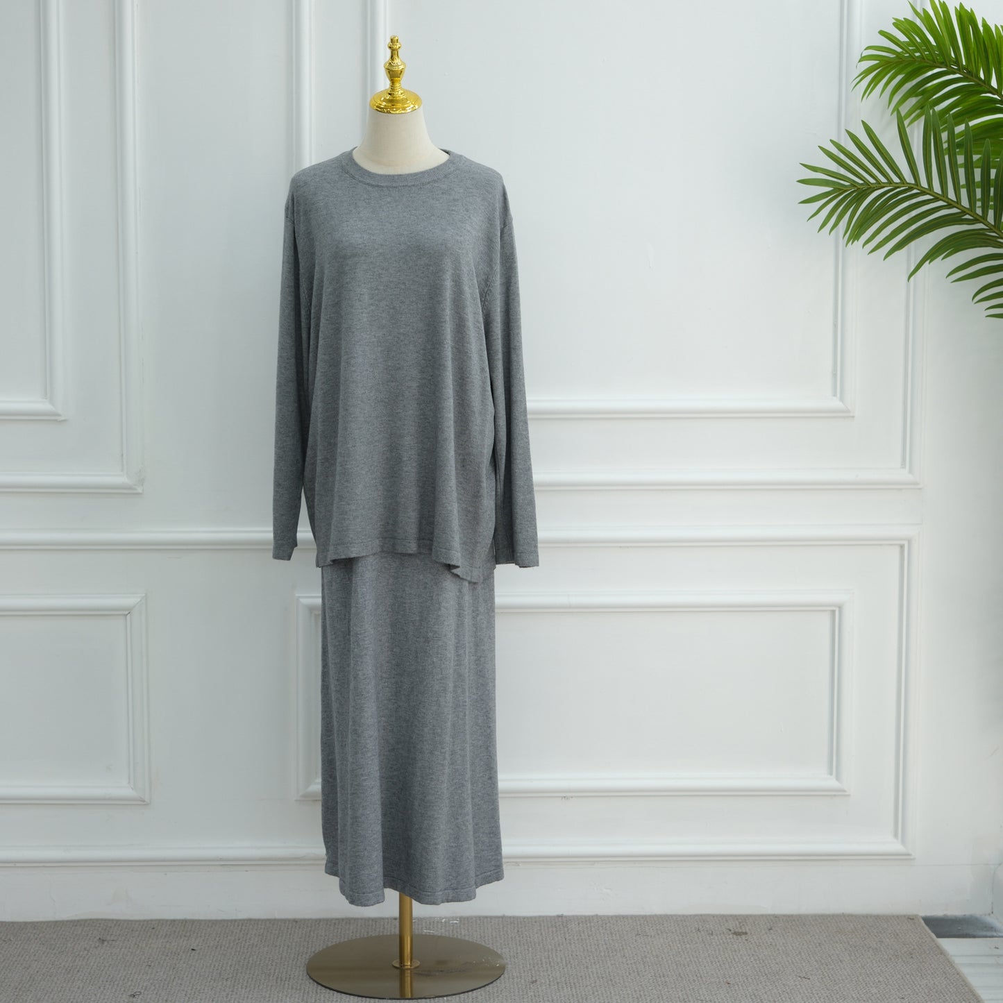 HS6609 Autumn and winter thickened knitted two-piece suit (excluding headscarf)