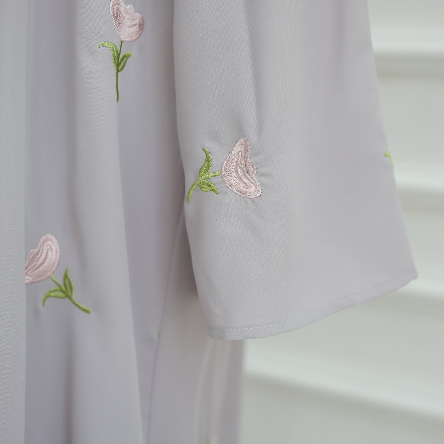 HS6631 Long cardigan with floral embroidery (headscarf optional)