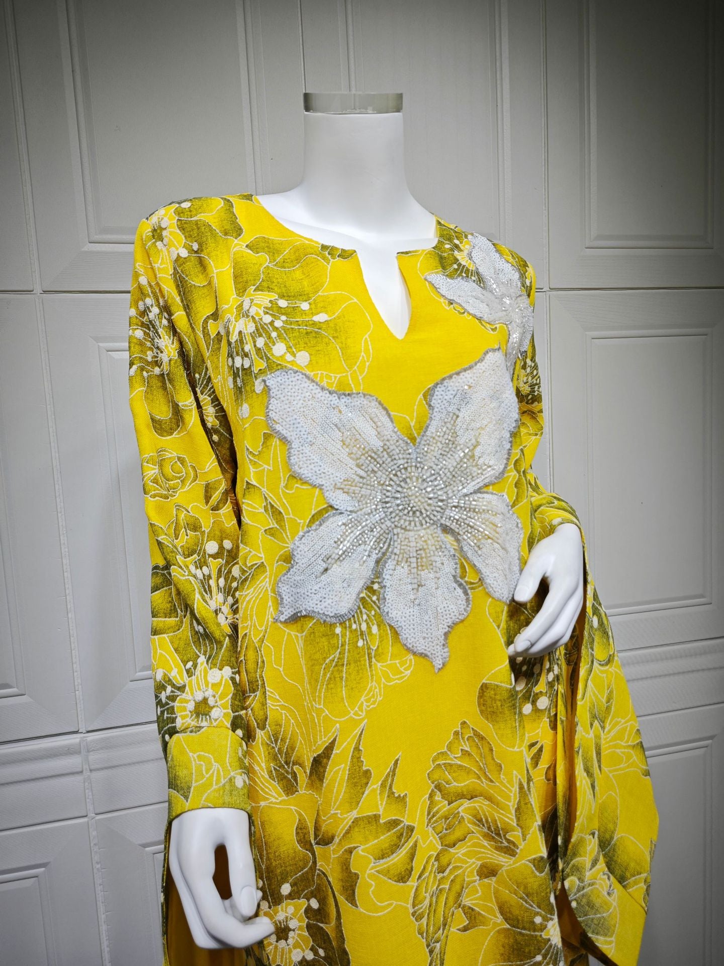 HS6639 Floral Appliqué Embroidered Long Dress