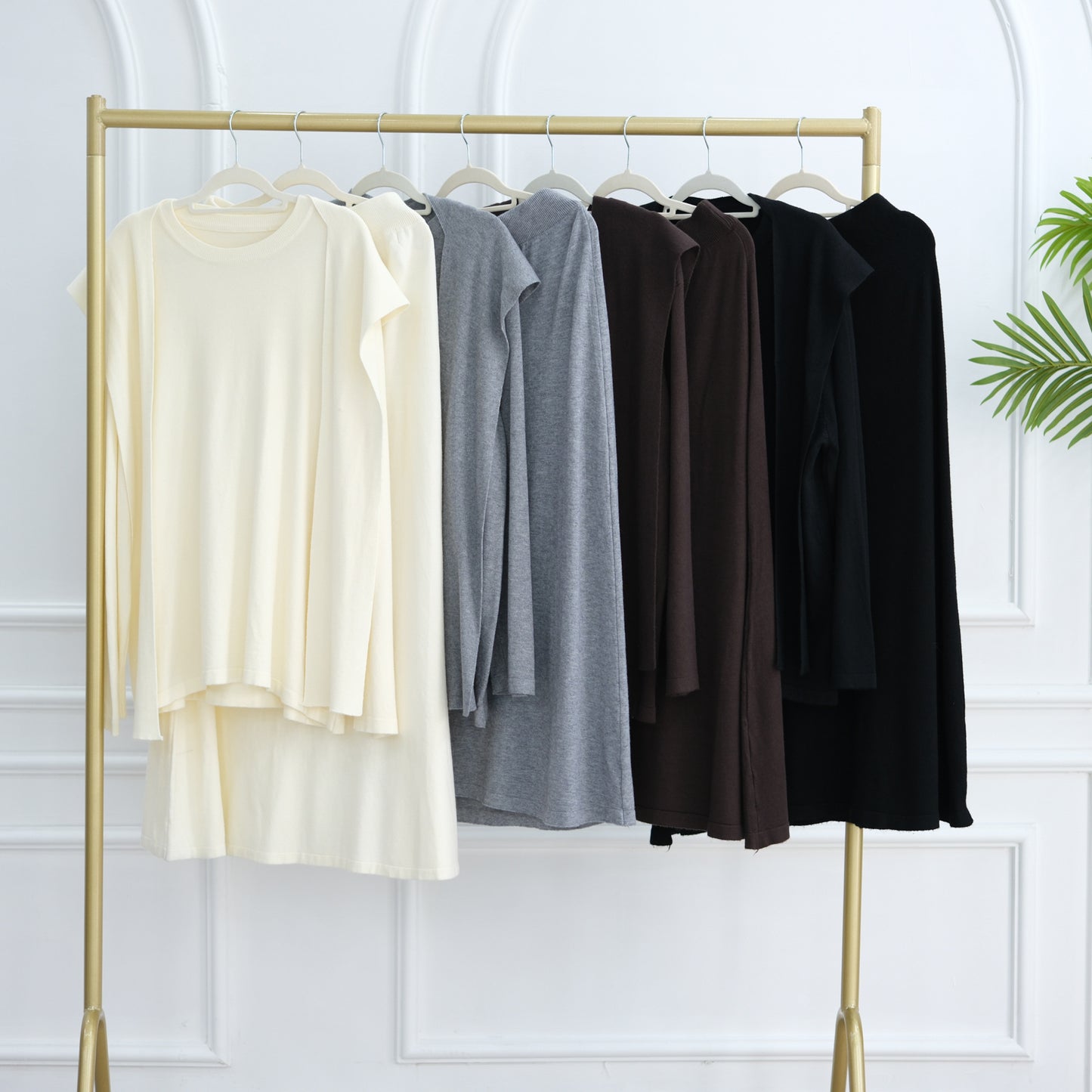 HS6609 Autumn and winter thickened knitted two-piece suit (excluding headscarf)