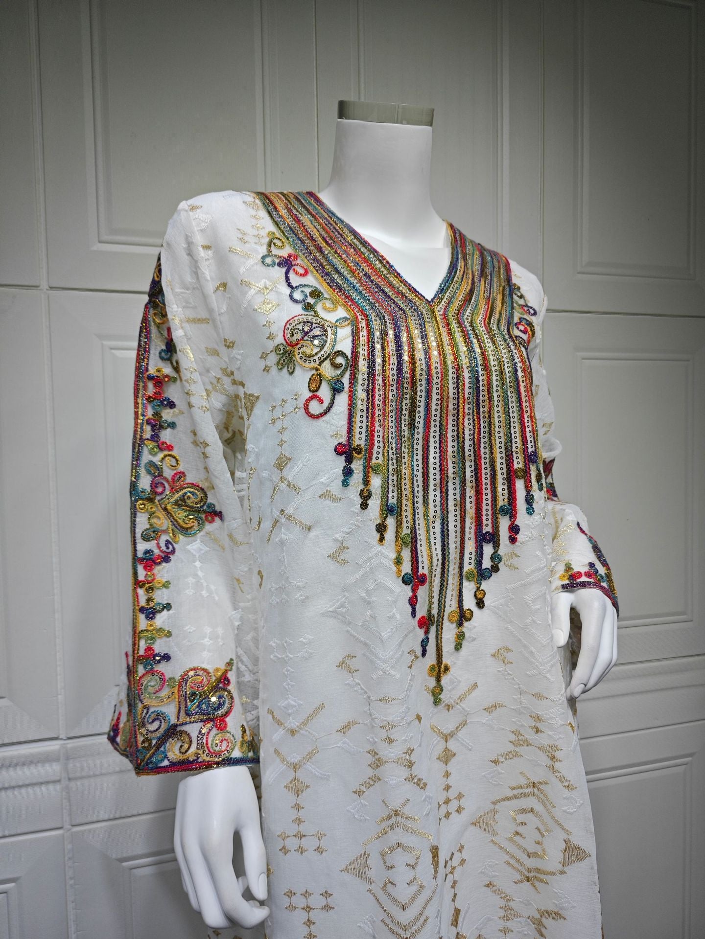 HS6658 Appliqué Patchwork Robe Dress: Lightweight Mesh Combined with Delicate Patterns