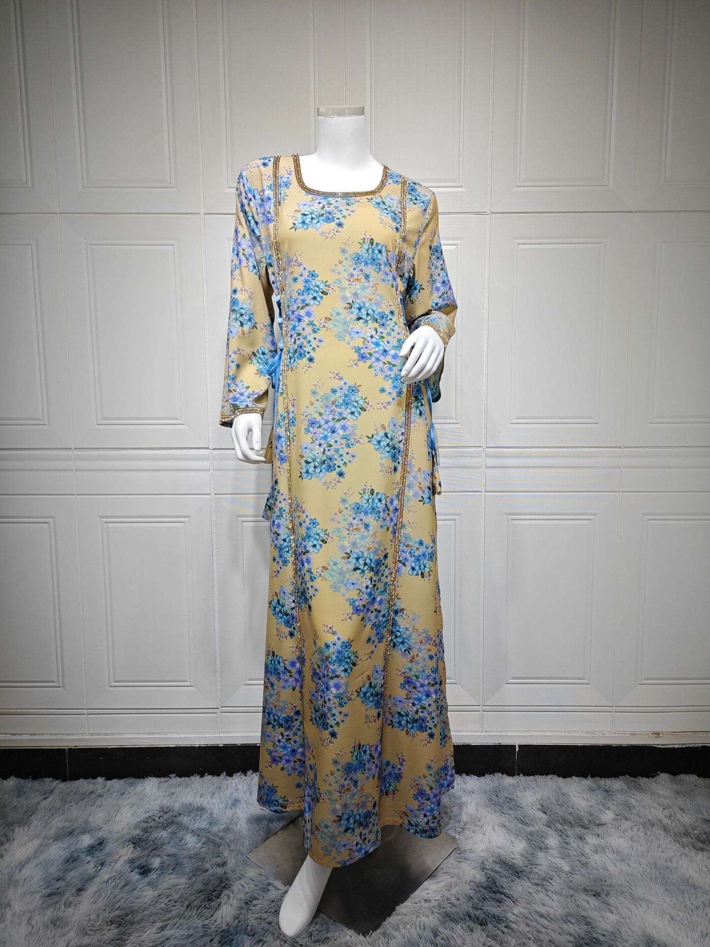 HS6642 Floral print long dress