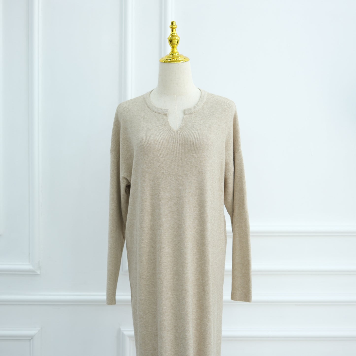 HS6598 Autumn and Winter Knitted Dress, Long Solid Color (headscarf Not Included)
