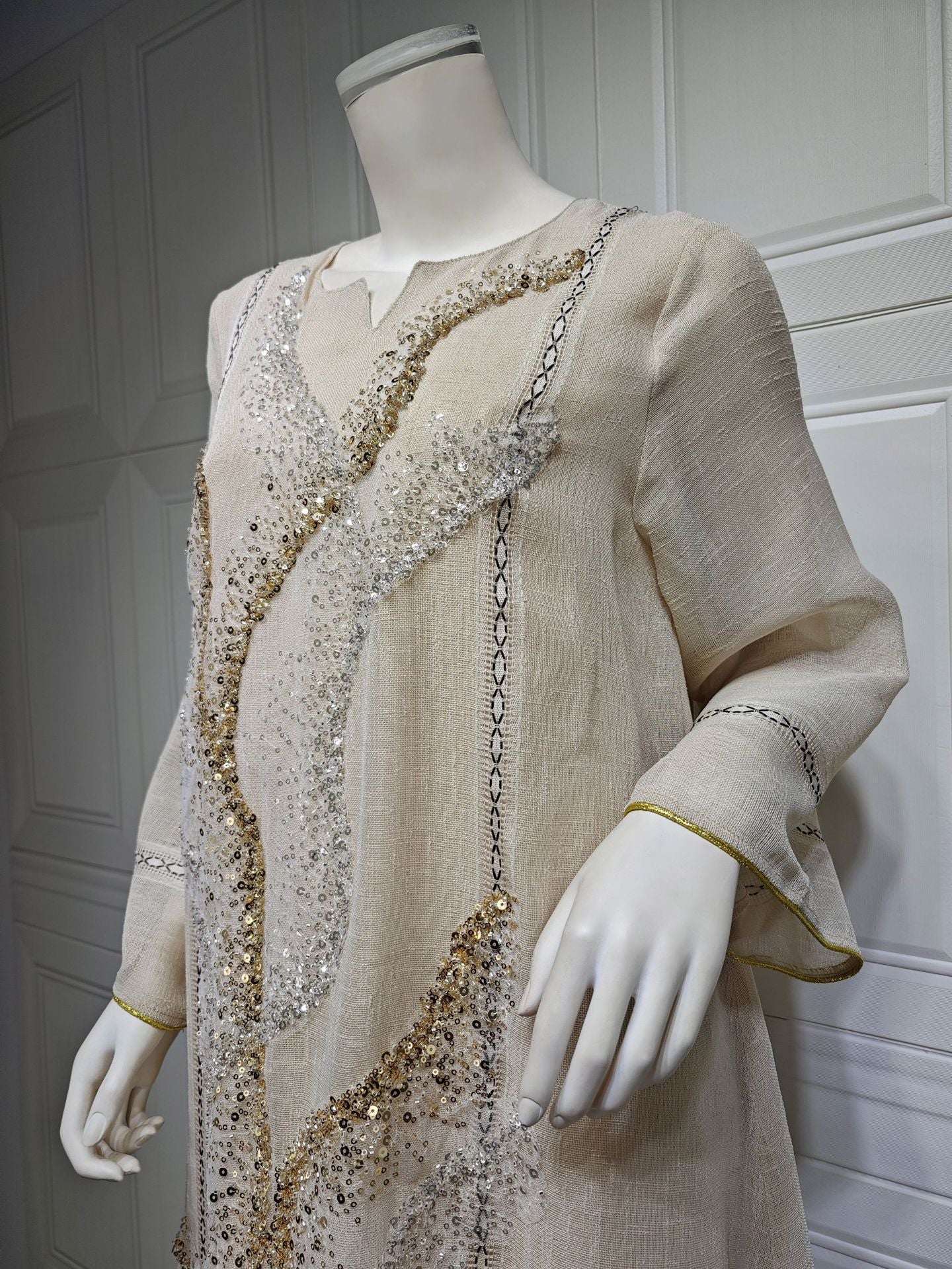 HS6637  Mesh Sequined Embroidered Long Dress