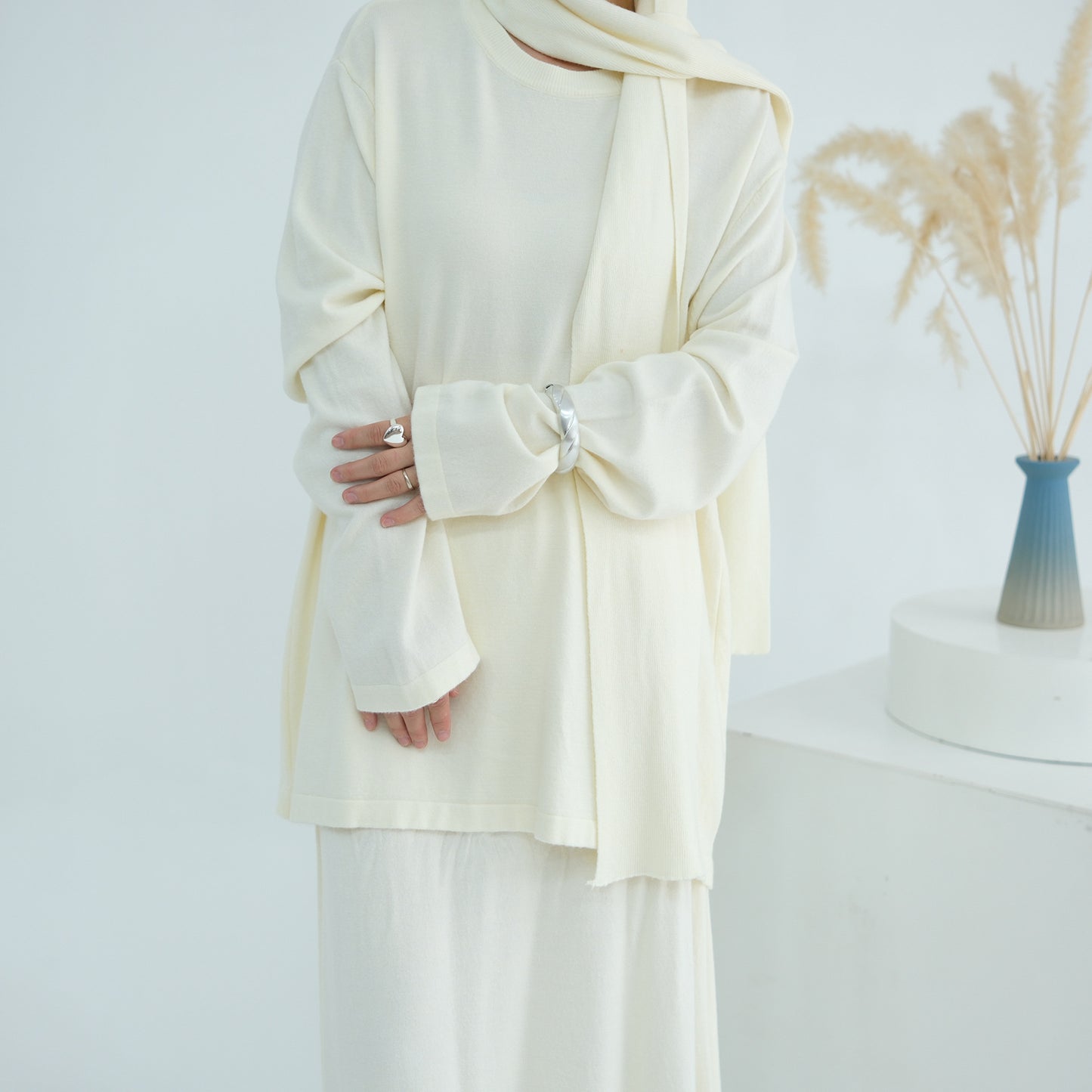 HS6609 Autumn and winter thickened knitted two-piece suit (excluding headscarf)