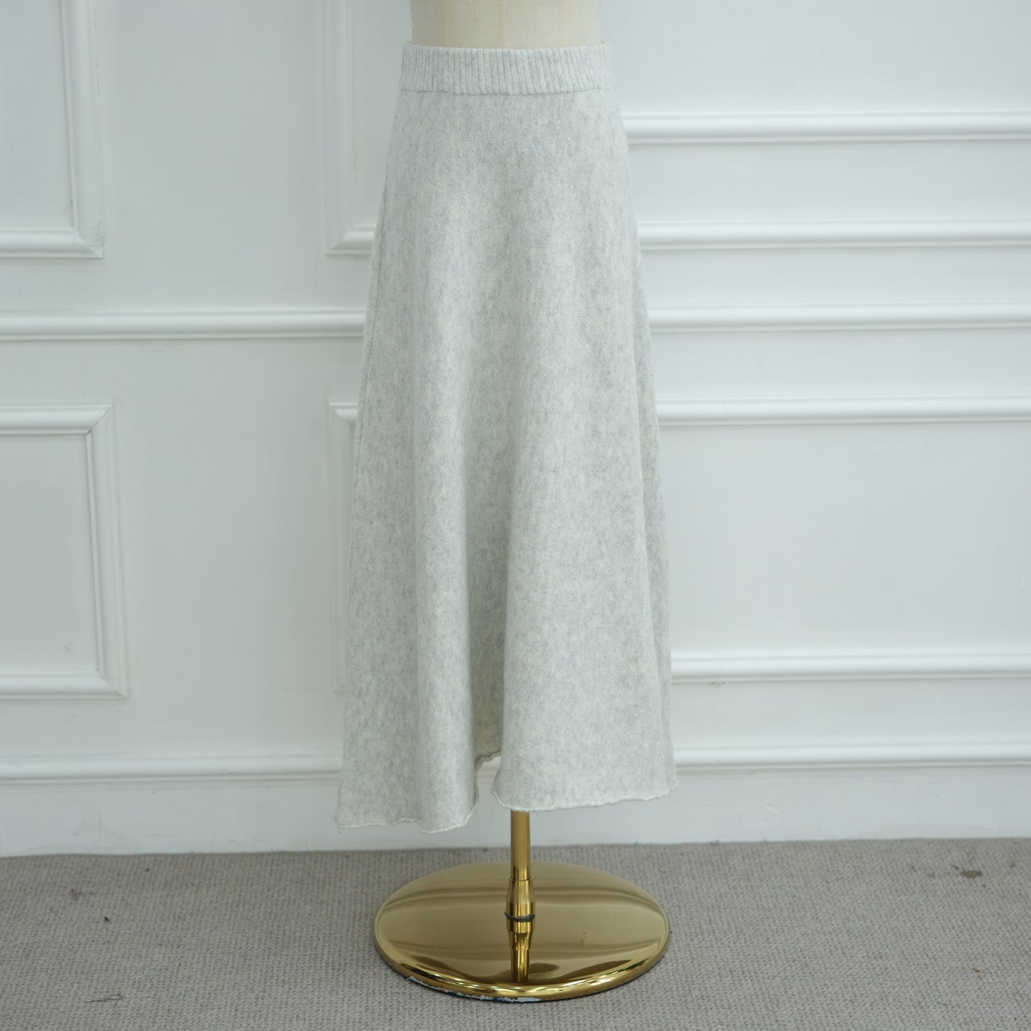 HS6596 Autumn and winter thickened knitted three-piece suit (excluding headscarf) vest + cardigan + skirt