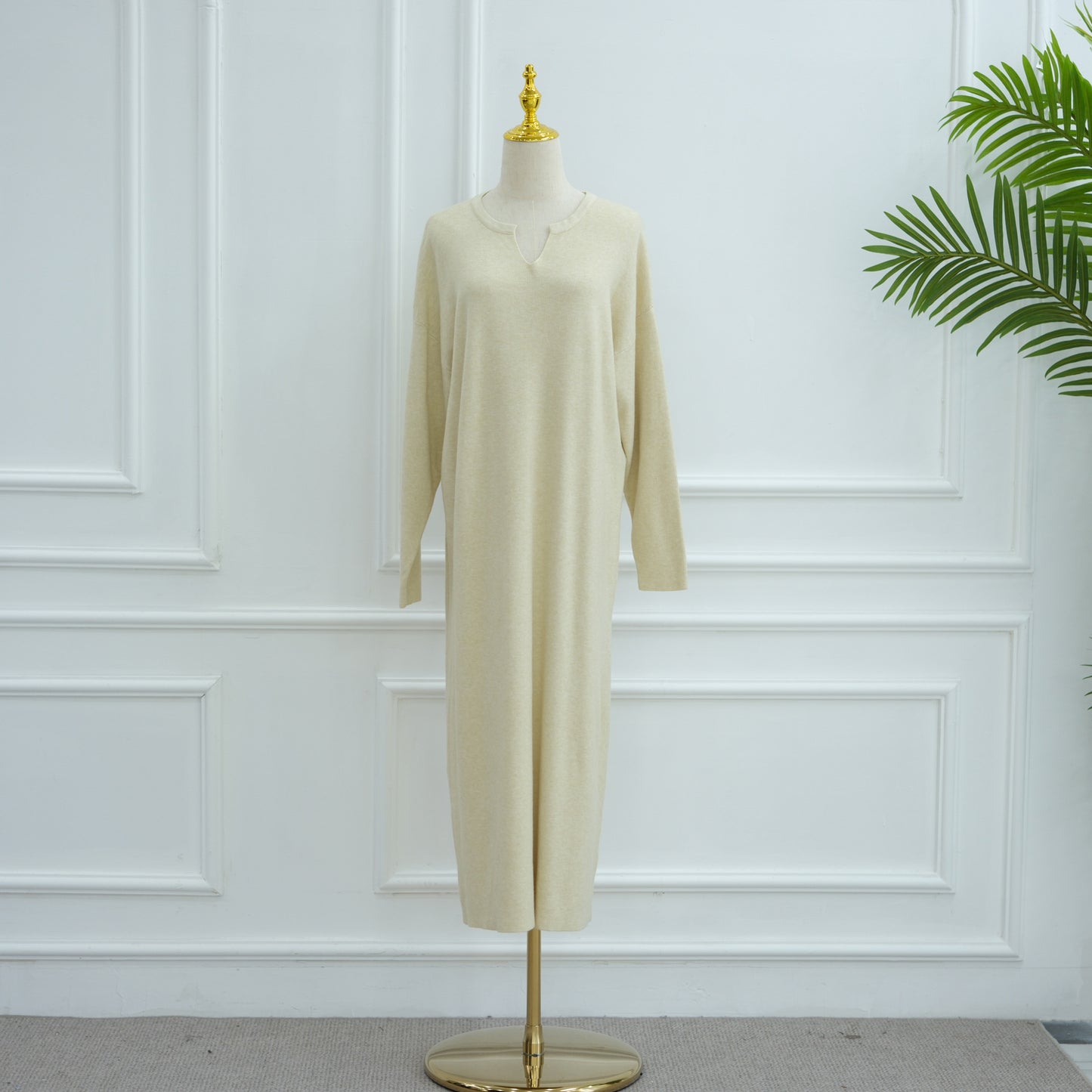 HS6598 Autumn and Winter Knitted Dress, Long Solid Color (headscarf Not Included)