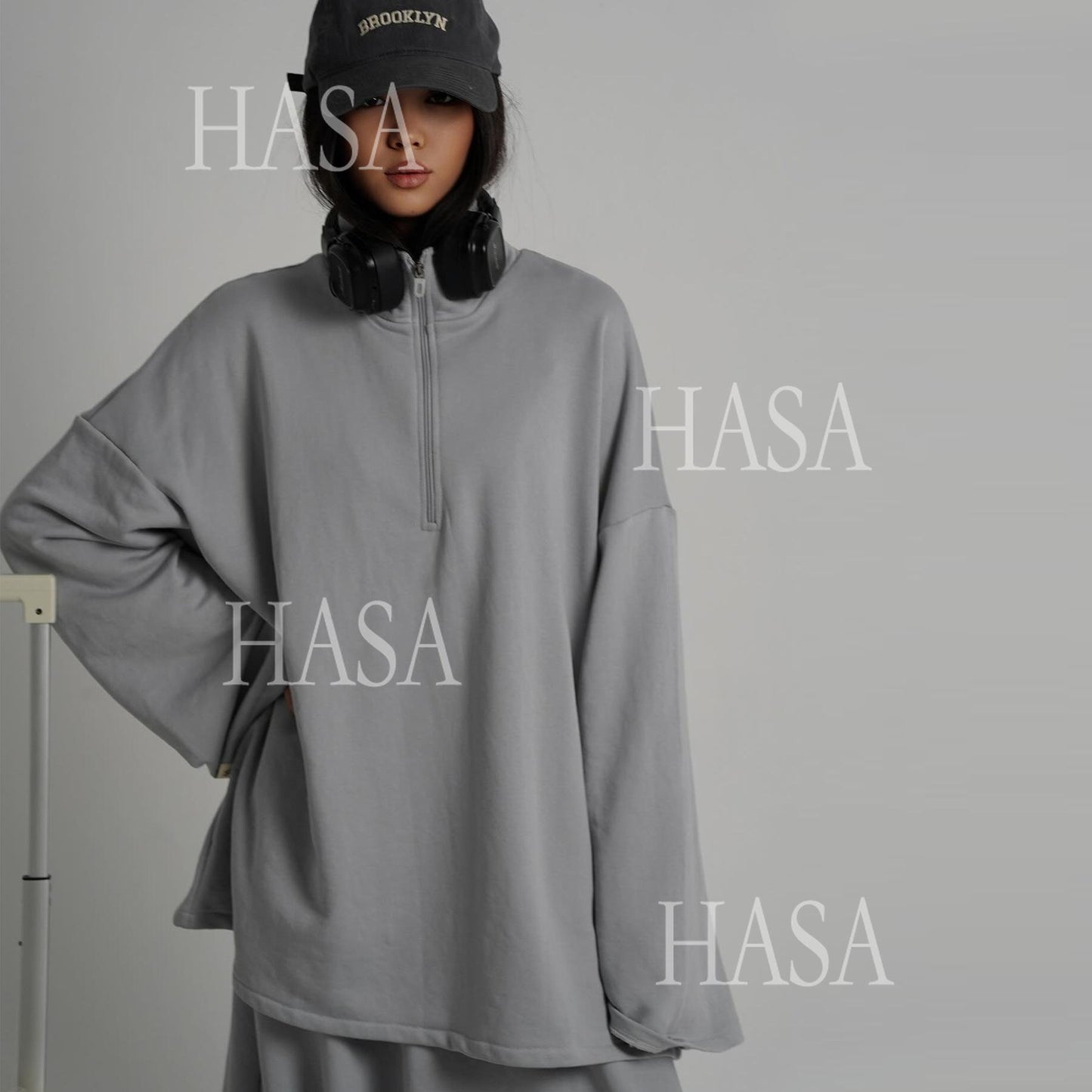 HASA HS6783 Cool Streetwear Maxi Skirt and Loose Top Set