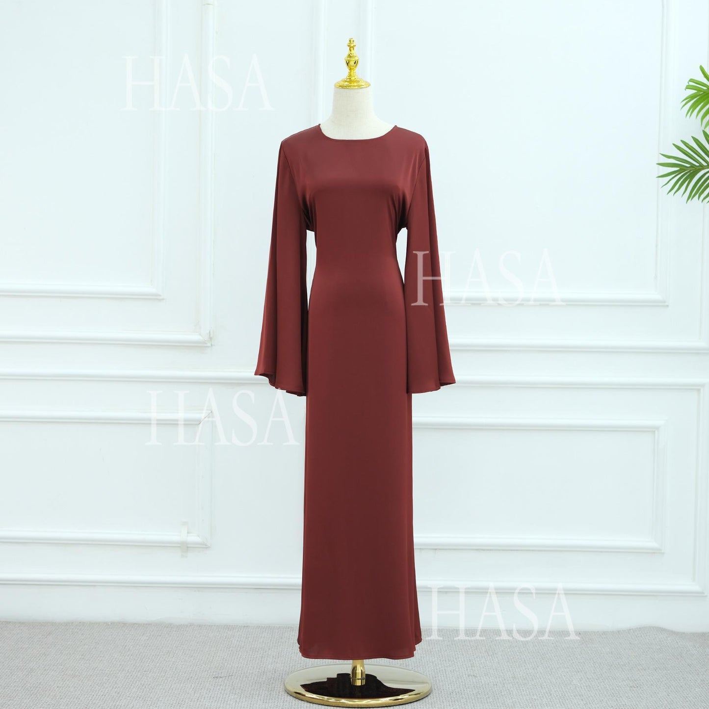 HS6491 Elegant Bell Sleeve Maxi Dress