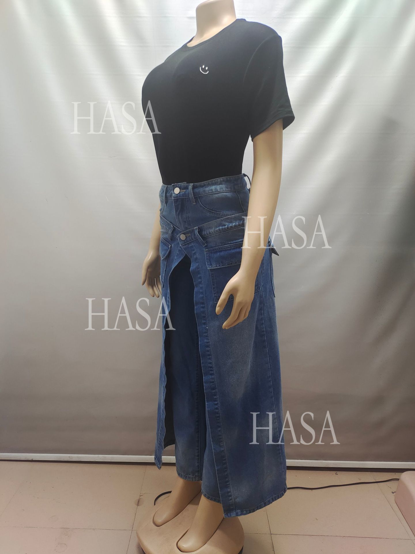 HASA HS6777 Trendy Denim Skirt Pants