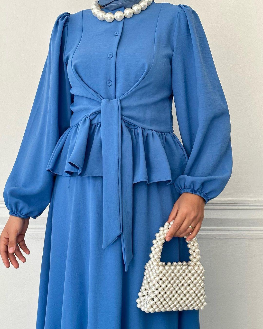 HASASERIES HS0825 Ensemble 2 pièces chemise à manches longues avec robe